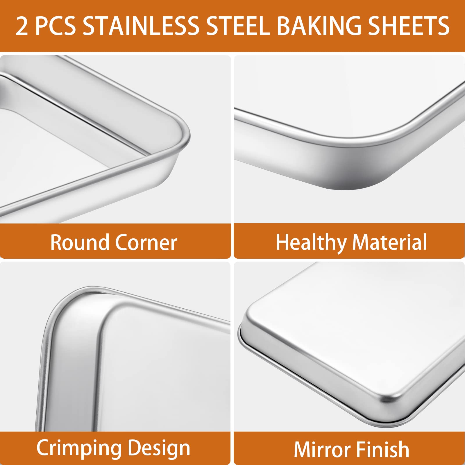 Baking Sheet With Silicone Mat Set Of 4 [2 Sheets + 2 Mats], Deedro Stainless Steel Cookie Sheet Baking Pan With Silicone Baking