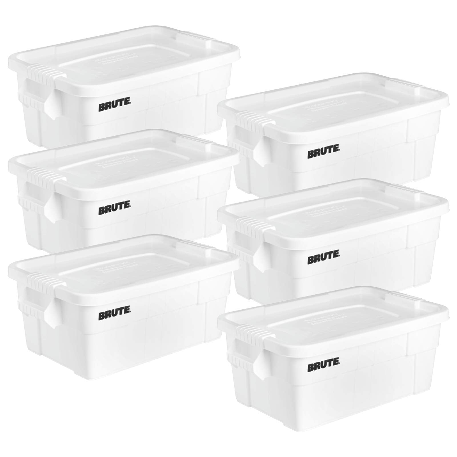 Rubbermaid Commercial Products Brute Tote Storage Bin With Lid, 14-Gallon, White, Rugged/Reusable Boxes For Moving/Camping/Garag