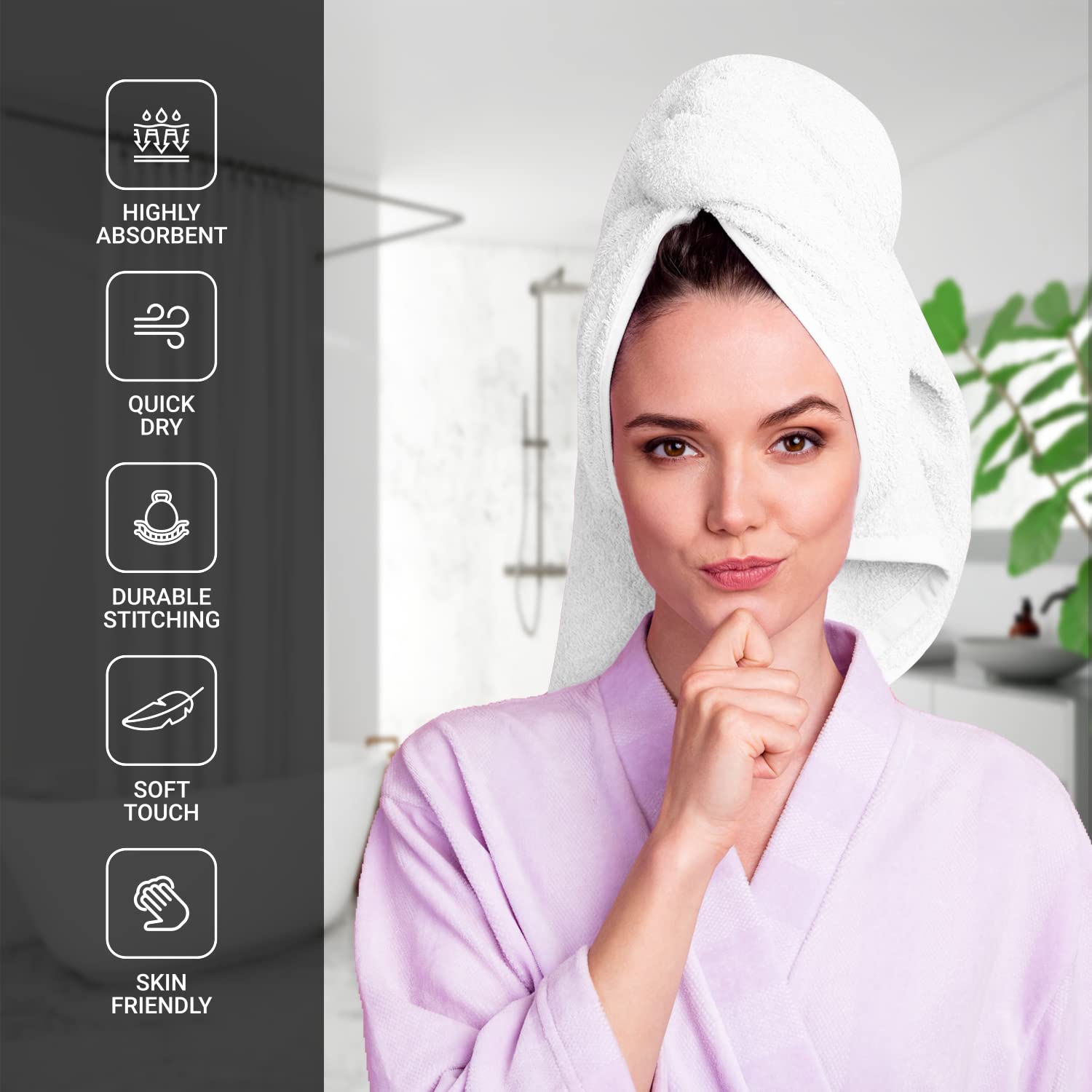Infinitee Xclusives Premium White Bath Towel Set for Bathroom - [Pack of 8] 100% Cotton Bathroom Towel Set - 2 Bath Towels  2 Hand Towels and 4 Washcloths