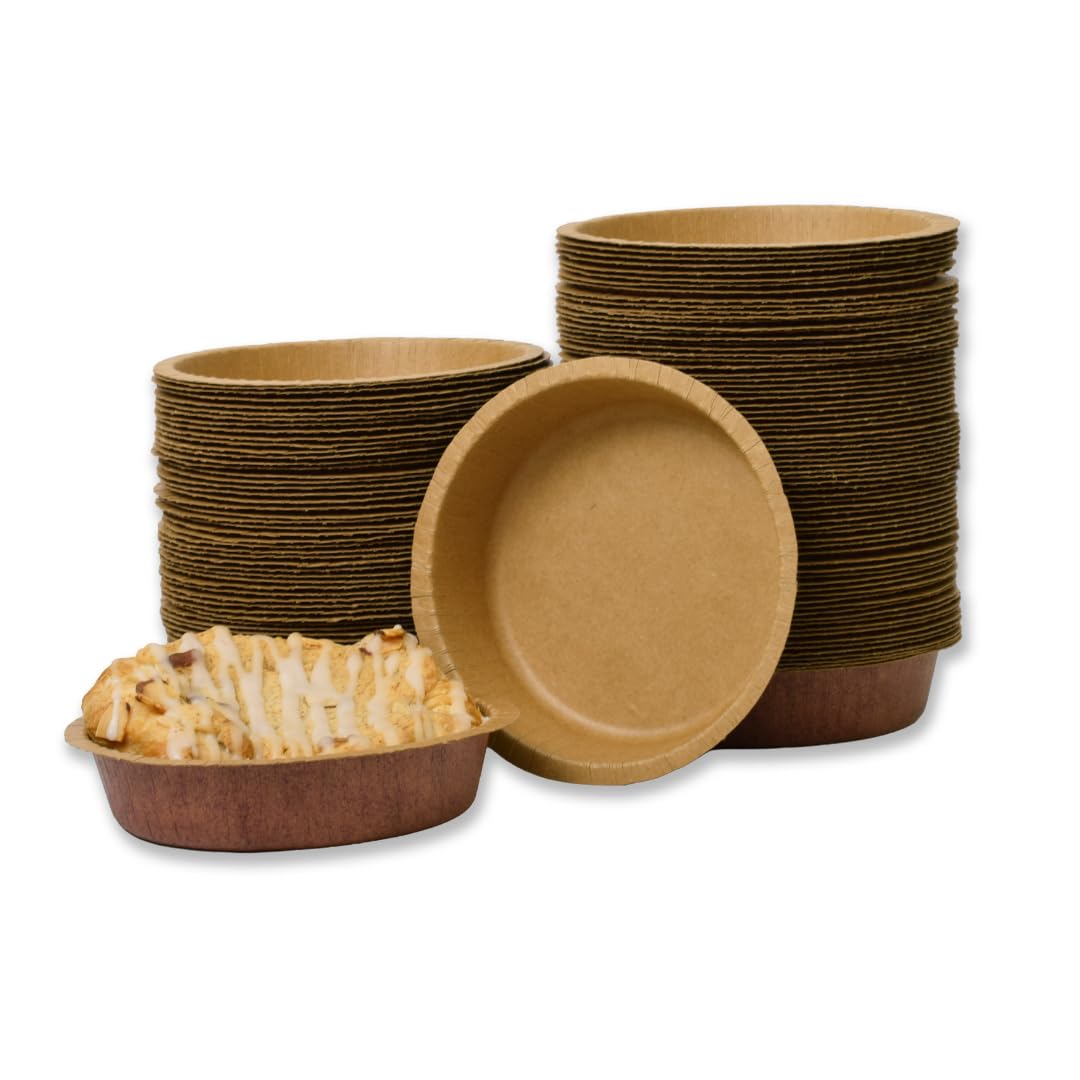 60 Count  10 Ounce Coated Kraft Disposable Baking Cup for Baking, Freezing, and Serving Mini Pies, Individual Servings, and Var