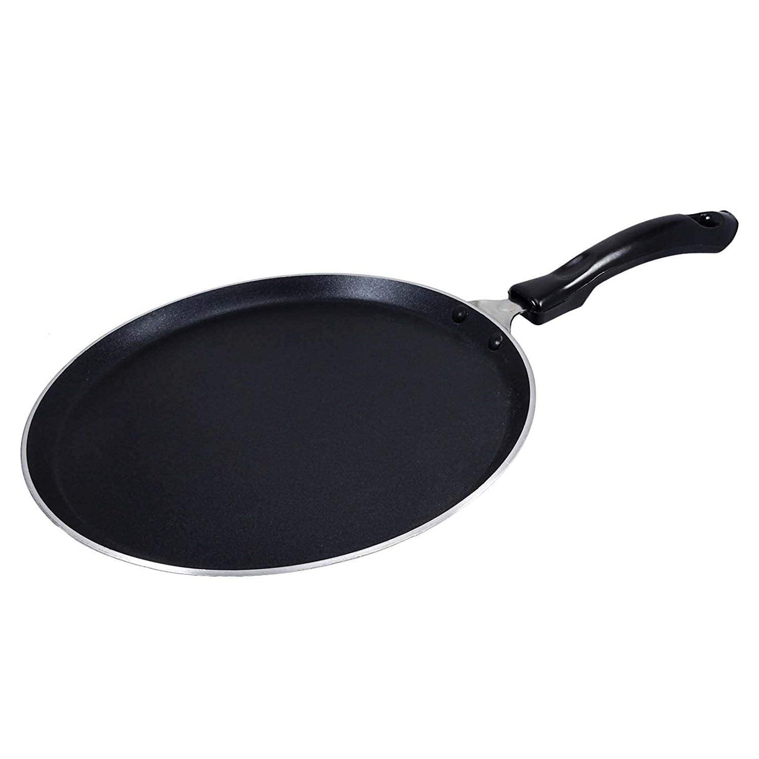 Dosa Pan,Nonstick Dosa Tawa / Griddle, Roti-Chapati Tawa,2.6 Mm Thickness, Black With 1-Piece Scrubber & 1-Piece Wooden Spatula