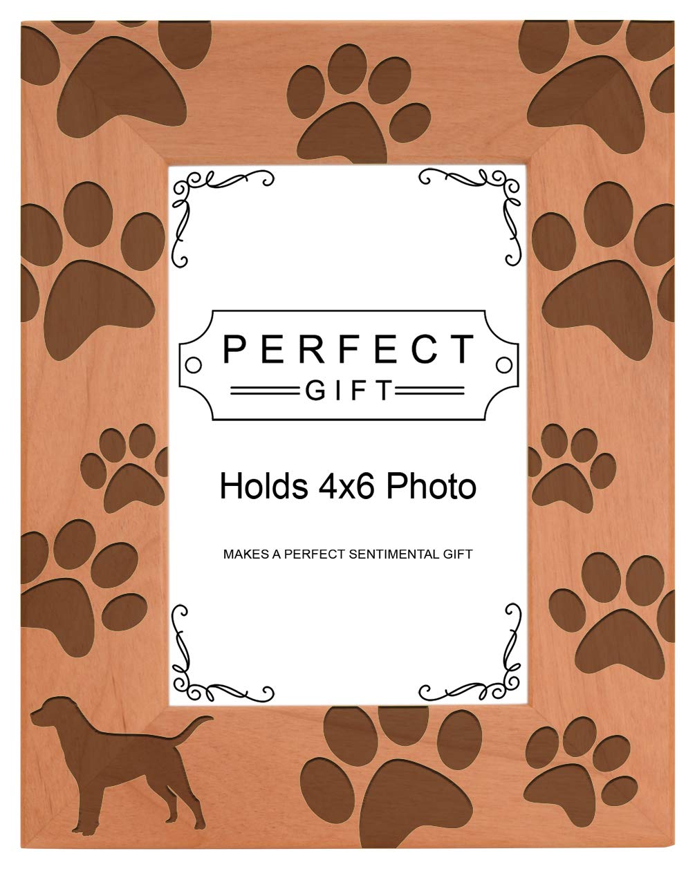 Gifts For All By Rachel Olevia Dog Lover Gift Labrador Retriever Paw Prints Natural Wood Engraved 4x6 Portrait Picture Frame Woo