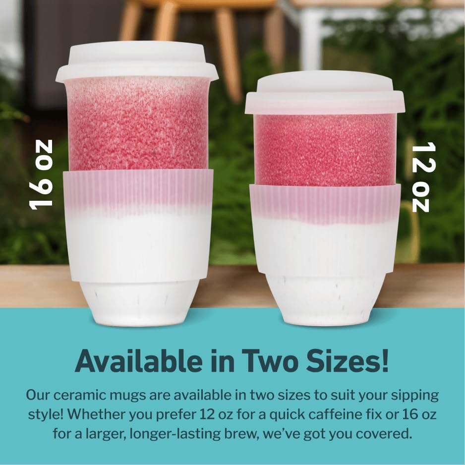 NOVA CERAMICS Coffee Travel Mug - Coffee Travel Cup - Microwave & Dishwasher Safe Coffee Pink Tumbler - Gifts For Women Men Him