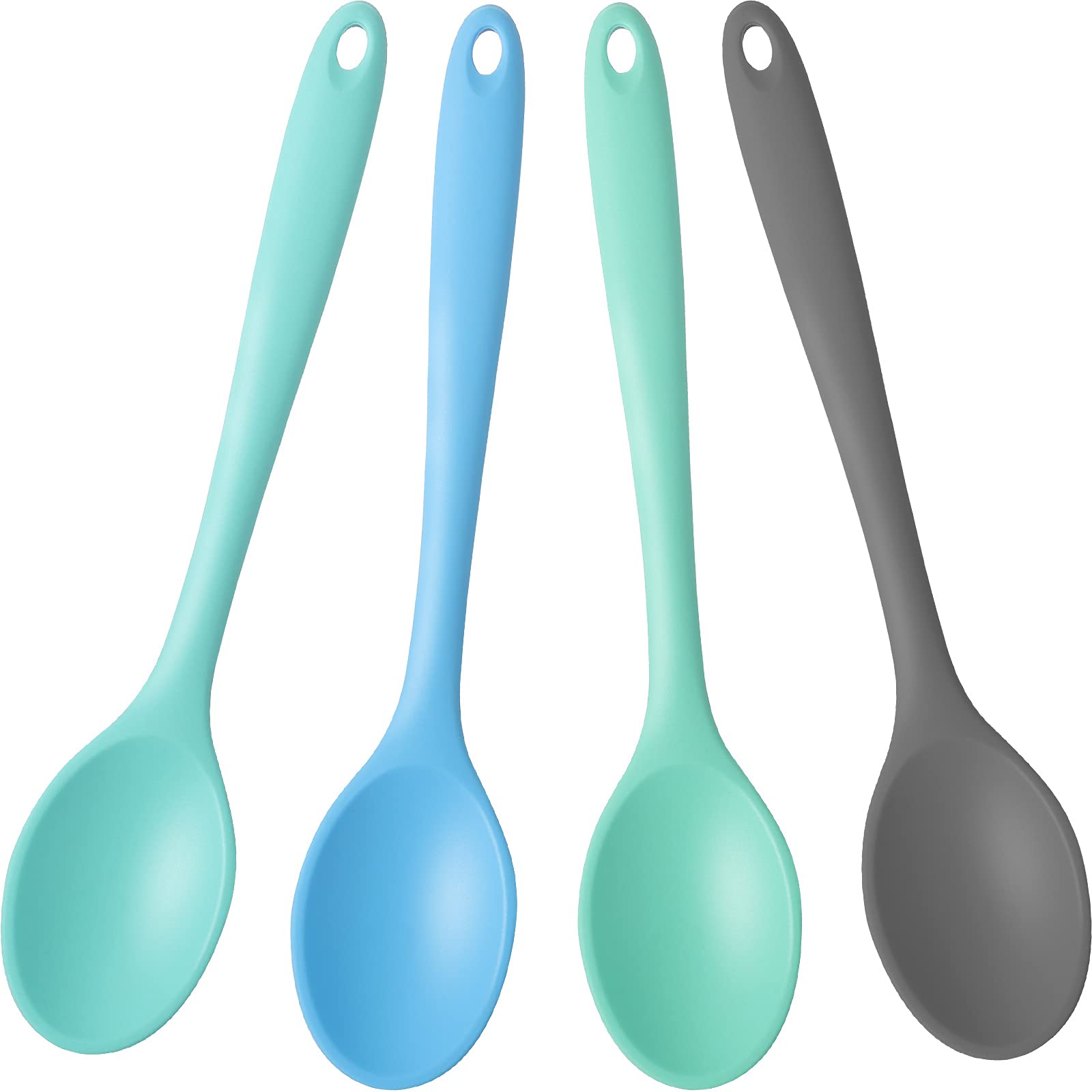 4 Pcs Silicone Mixing Spoons Nonstick Heat Resistant Silicone Utensil Spoons Silicone Basting Cooking Spoons Multicolor Serving