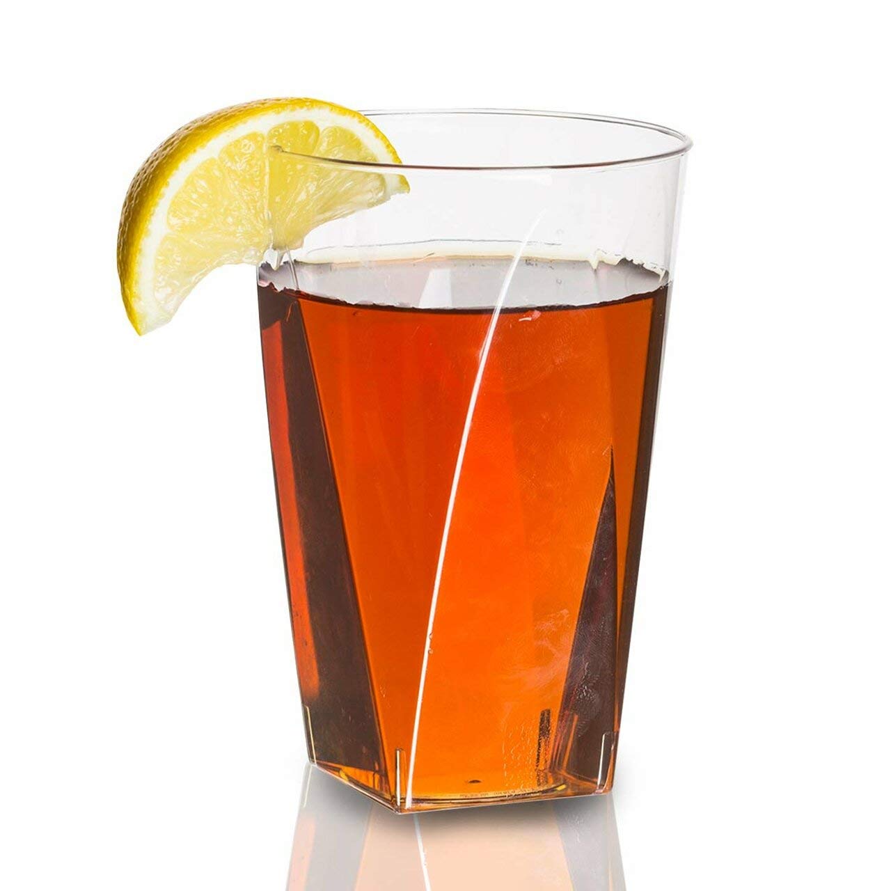 Kaya Elegant Clear Square Bottom Plastic Cups - 10 Oz. (Pack Of 20) - Perfect For Celebrations, Parties & Home Dining