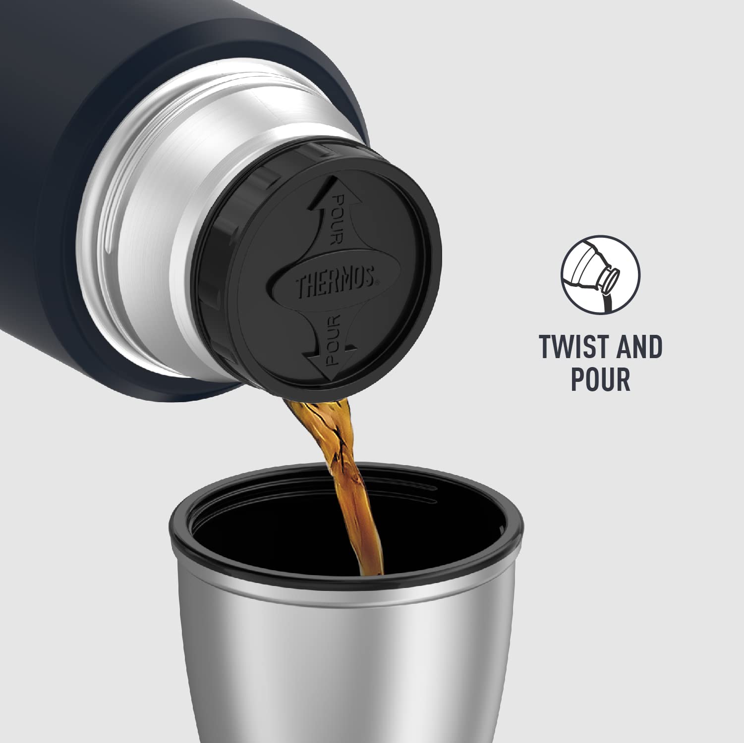 Thermos Stainless King Vacuum-Insulated Beverage Bottle, 68 Ounce, Midnight Blue