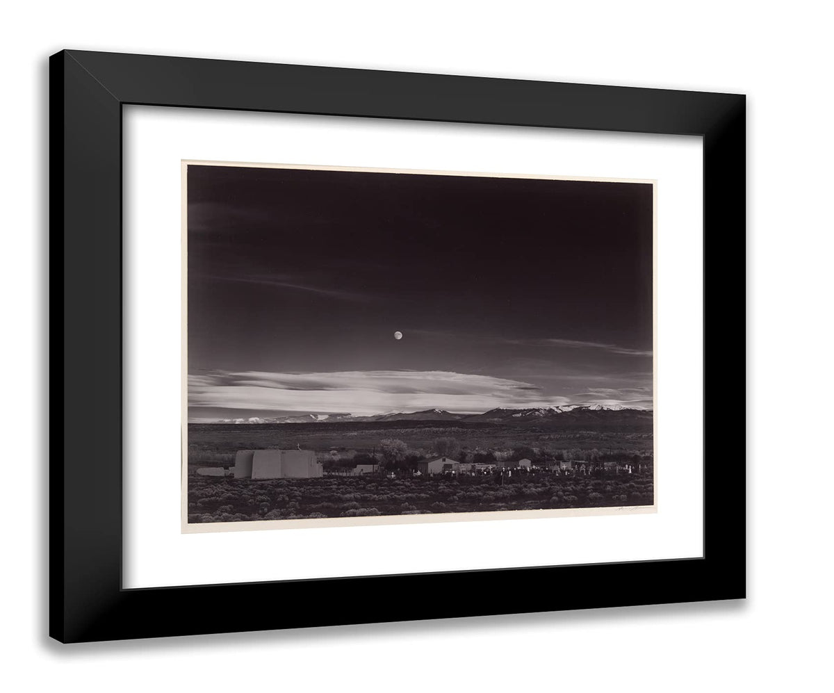 Artdirect Ansel Adams 23X20 Black Modern Framed Art Print Titled Moonrise, Hernandez, New Mexico