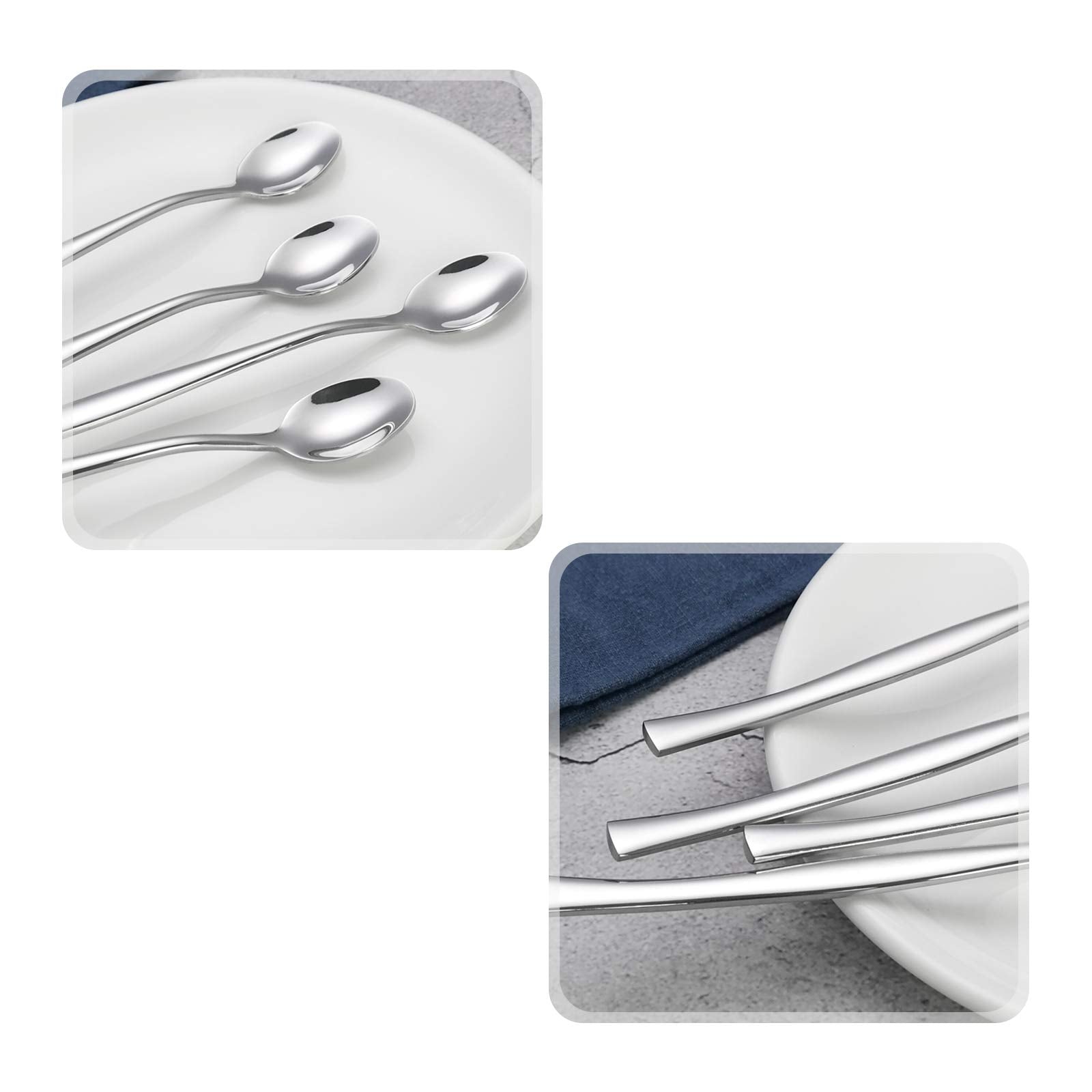 Xowine 12-Piece Long Tea Spoon, Stainless Steel Long Handle Spoons, F