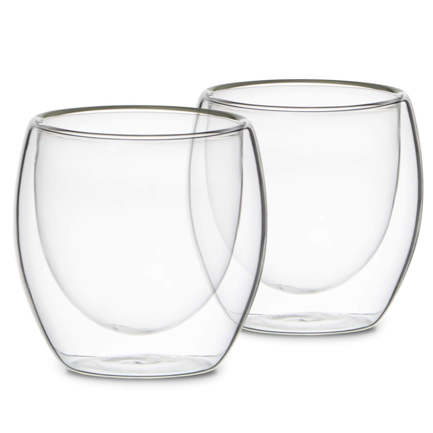 Kaffe Double Wall Insulated Glass Coffee Cups (2 X 3Oz) - Small Clear Espresso Shot Glasses - Heat Resistant Insulated Borosilic