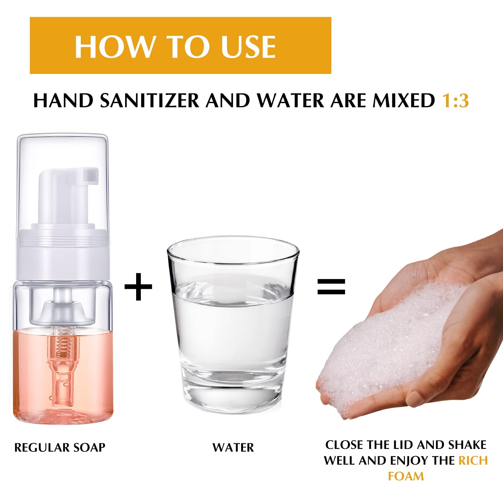 50 Pack Foam Pump Bottle 1Oz/ 30Ml Refillable Dispenser Travel Size Plastic Mini Foam Pump Bottle Lash Shampoo Bottles Portable