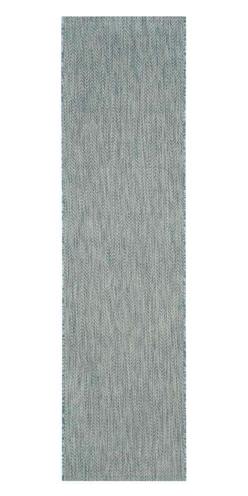 SAFAVIEH Courtyard Collection 23 x 10 Aqua/Grey CY8022 Indoor/ Outdoor Patio Backyard Mudroom Runner Rug