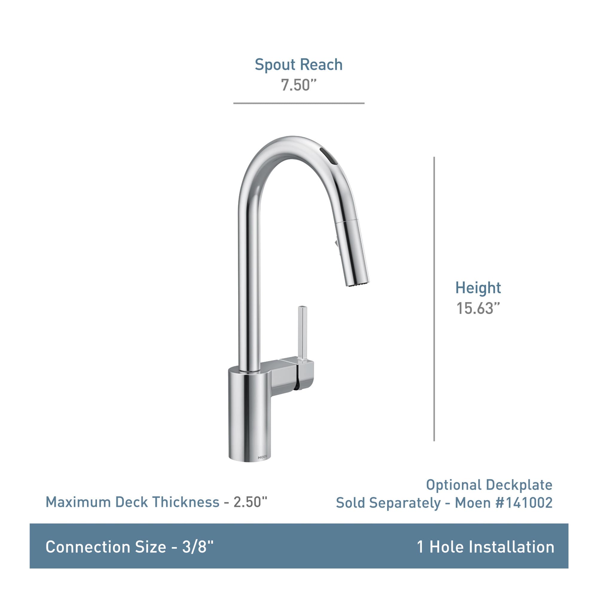 Moen 7565Evbl Align Smart Touchless Pull Down Sprayer Kitchen Faucet With Voice Control And Power Boost, Matte Black