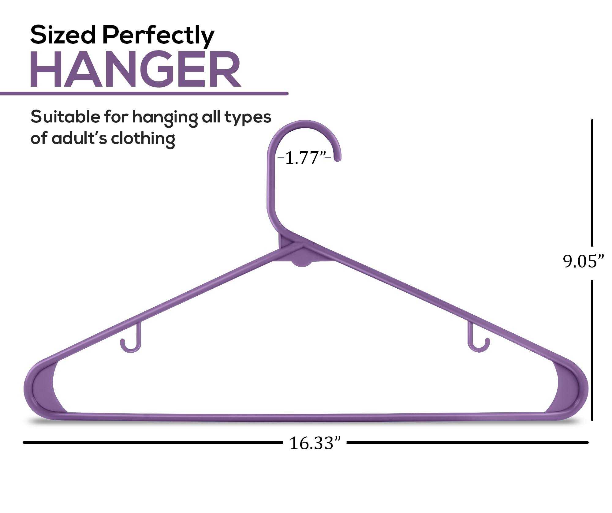Utopia Home Plastic Hangers 50 Pack - Clothes Hanger With Hooks - Durable & Space Saving Coat Hanger - Heavy Duty Purple Hangers