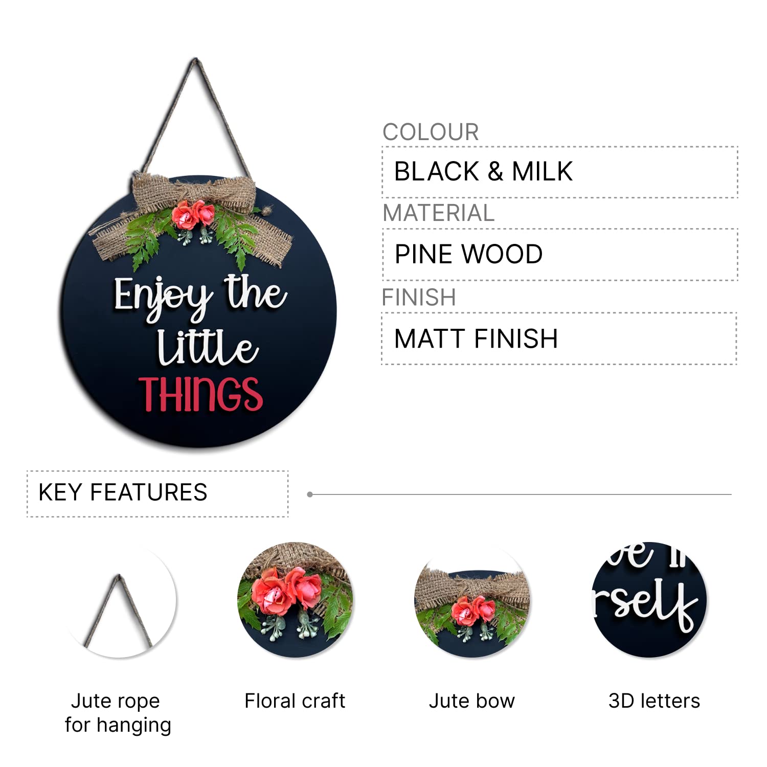 Chalk My Theme Enjoy Little Things Home Decor Wall Hanging Frame Board For Kitchen, Living Room, Study Room, Office, Cafe, Resta