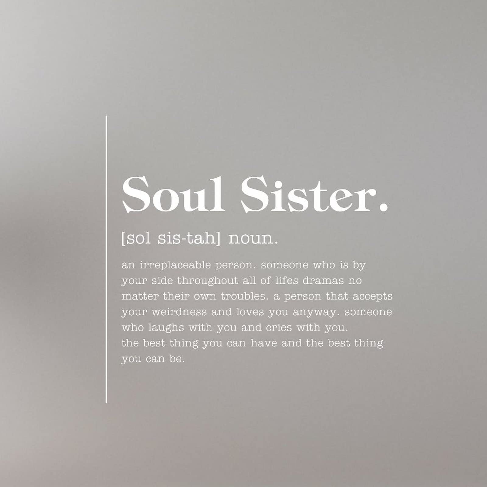 Soul Sister Word Definition Meaning Wall Decor Stickers Typographic Quotes Vinyl Wall Decals for Living Room Kids Rooms Girls Boys Wall Art Home Decor Housewarming Gift 20x20in