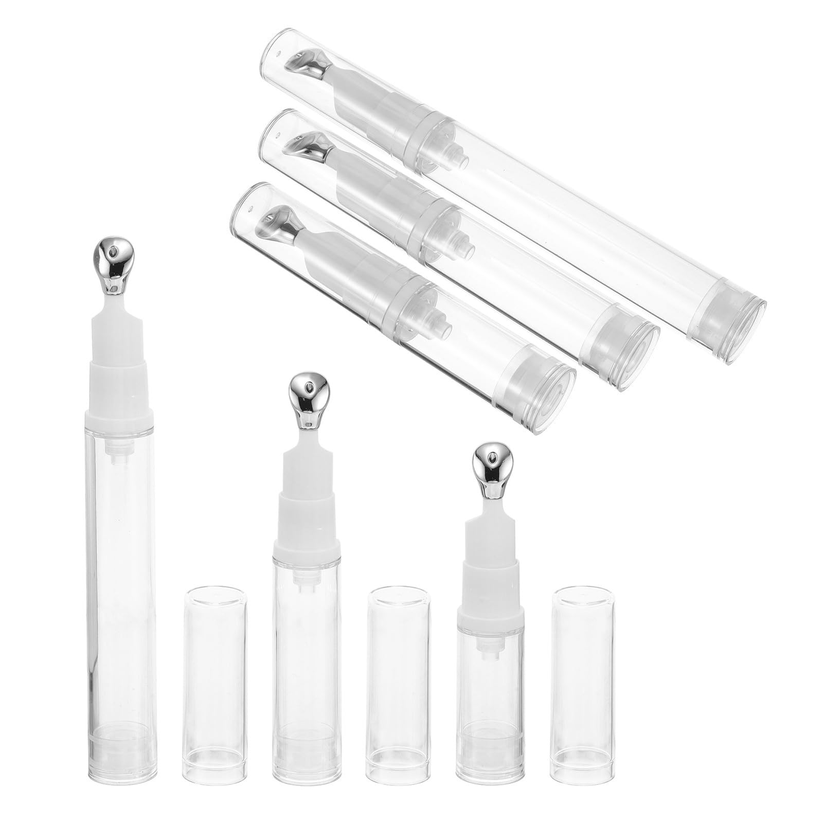 Tofficu 6pcs Eye Gel Cream Applicator Tool, 5ml/10ml/15ml Foundation Bottle Roller Ball Applicator, Metal Massager Head Skincare