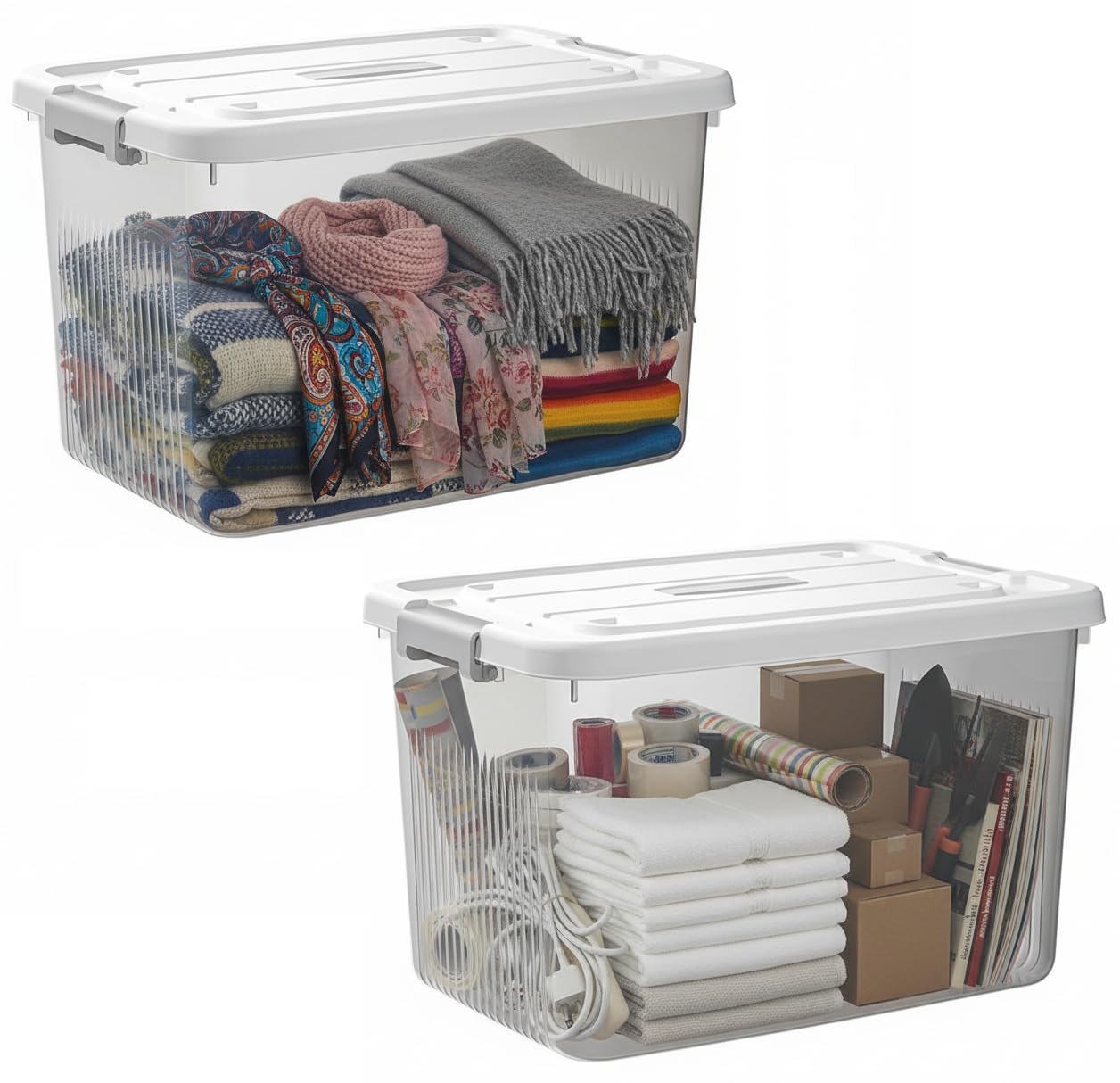 Star Work Plastic Storage Bins Containers With Lids,Craft Storage, Organizing Container For Home, Office & Art Supplies (Pack Of