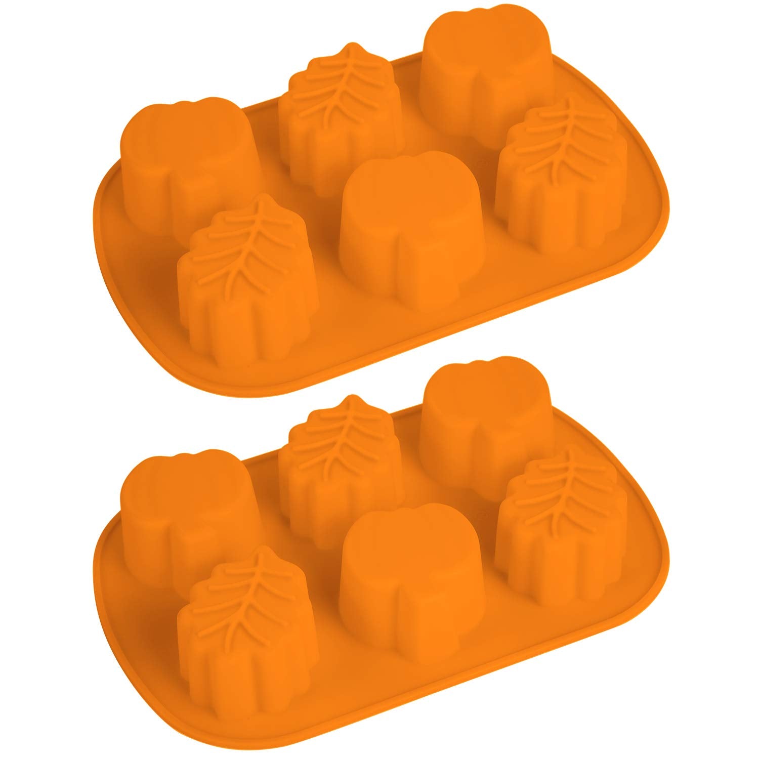 2 Pieces Pumpkin Leaf Silicone Molds 3D Thanksgiving Fall Theme Silicone Molds For Making Soap Candle Candy Muffins Chocolates C