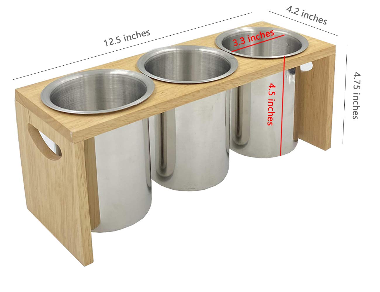 Flatware Caddy Stainless Steel Cutlery Holder With Wood Base