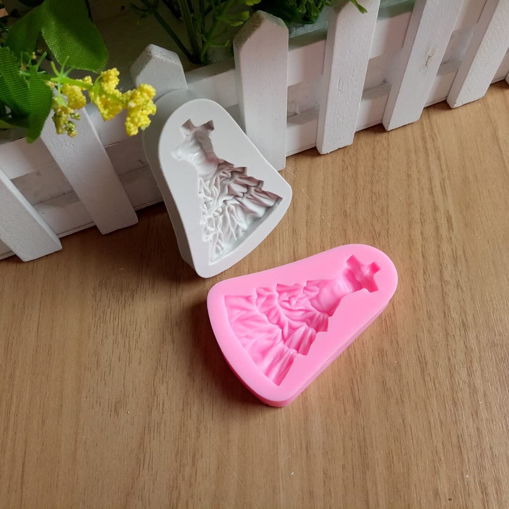 Cestony 3 Pcs Wedding Dress Skirt Silicone Molds For Diy Wedding Cake Fondant Biscuit Cookies Sugar Chocolate Hard Candies Desse