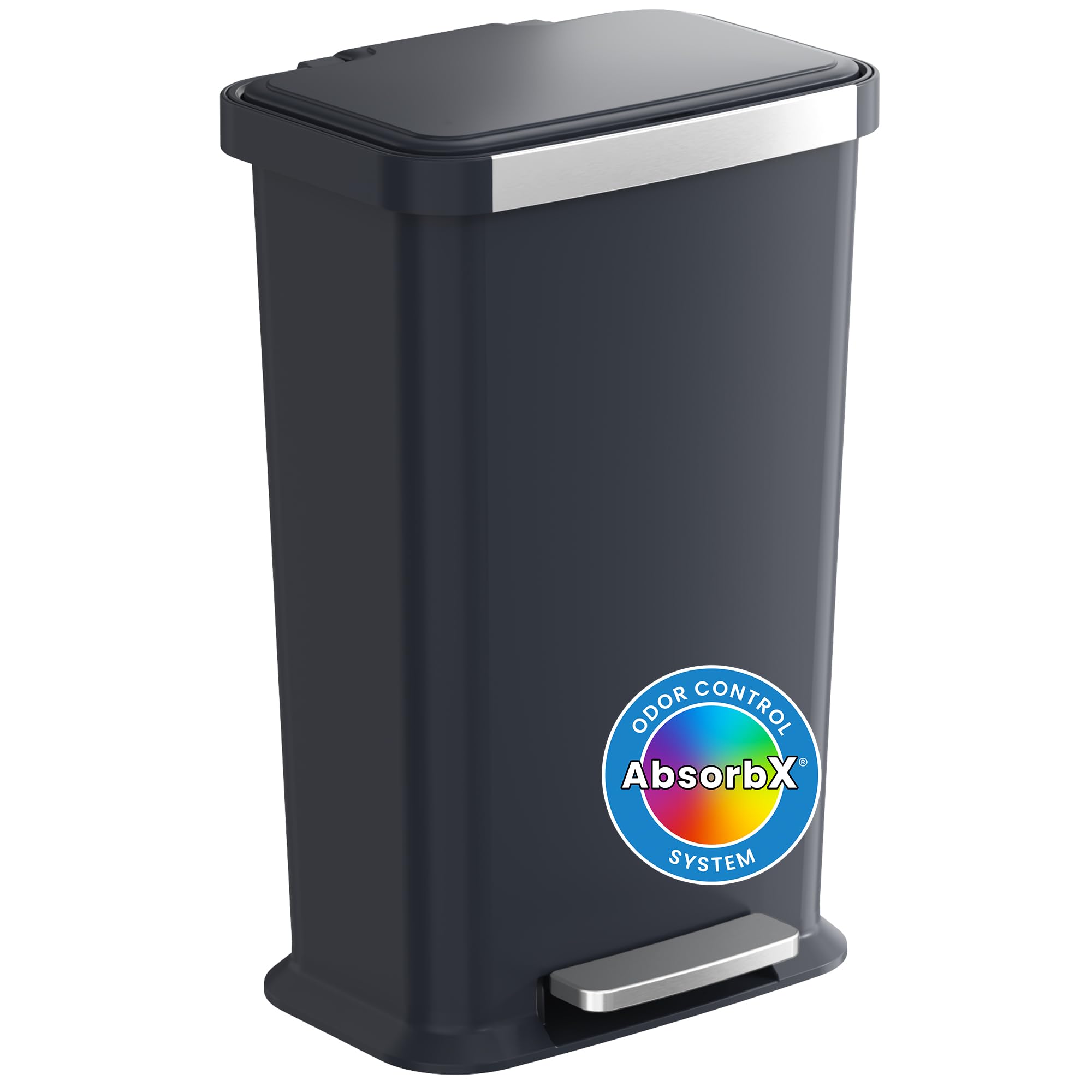 Itouchless Softstep 13.2 Gal / 50L Step Pedal Kitchen Trash Can With Odor Filter, Stainless Steel Trim Dent-Proof Durable Constr