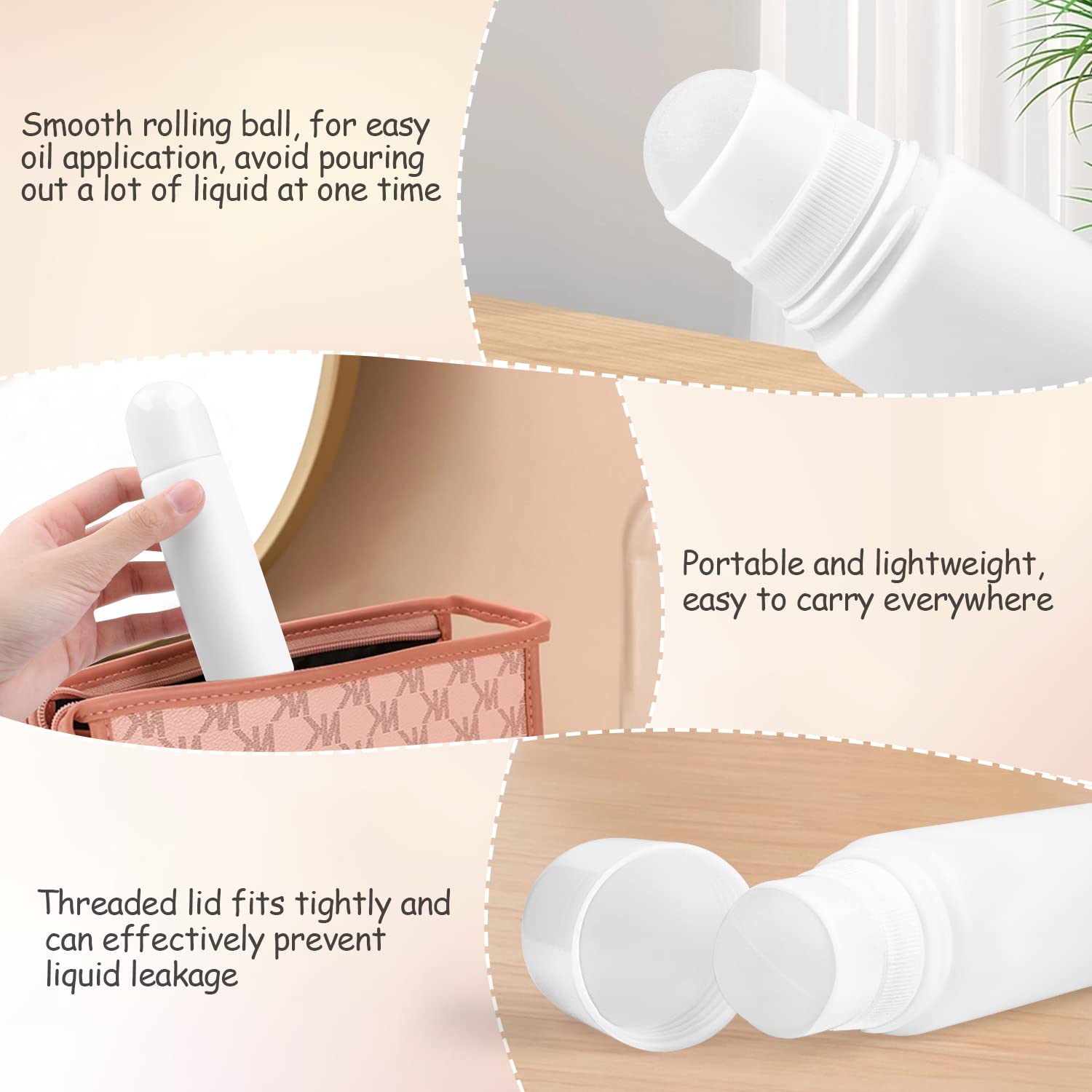 8 Pack 100Ml/3.38Oz Plastic Roller Bottles Empty Refillable Roll On Bottle Leak-Proof Deodorant Containers Anti-Perspirant Dispe