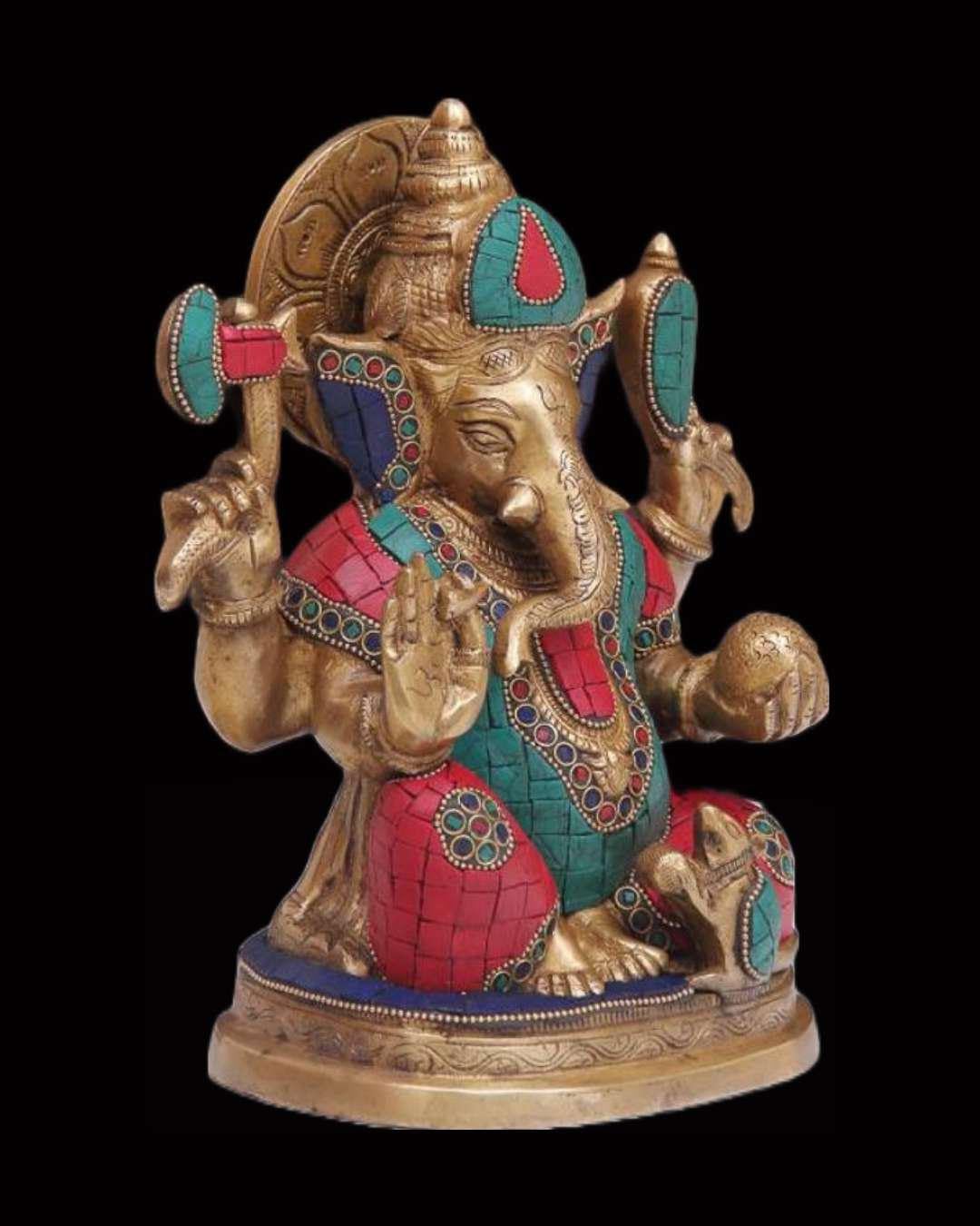 Rugdoll Ganesha Statue- 25Cm Ganesh Statue In Brass, Ganesha Idol, Ganesh Figurine, Elephant God, Son Of Lord Shiva, Ganesh Home