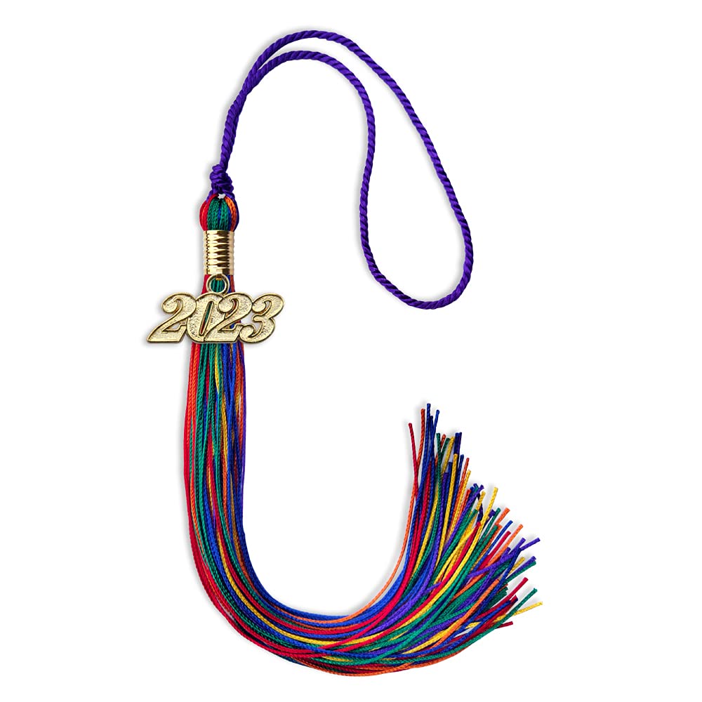 Endea Graduation Single Color Tassel with Gold Date Drop (Rainbow, 2023)