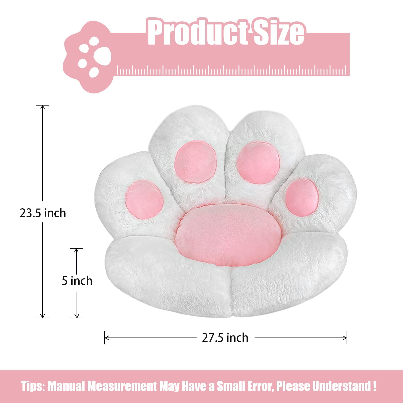 Moonbeeki Cat Paw Cushion Comfy Kawaii Chair Plush Cushions Shape Lazy Pillow For Gamer Chair 28''X 24'' Cozy Floor Cute Seat Ka