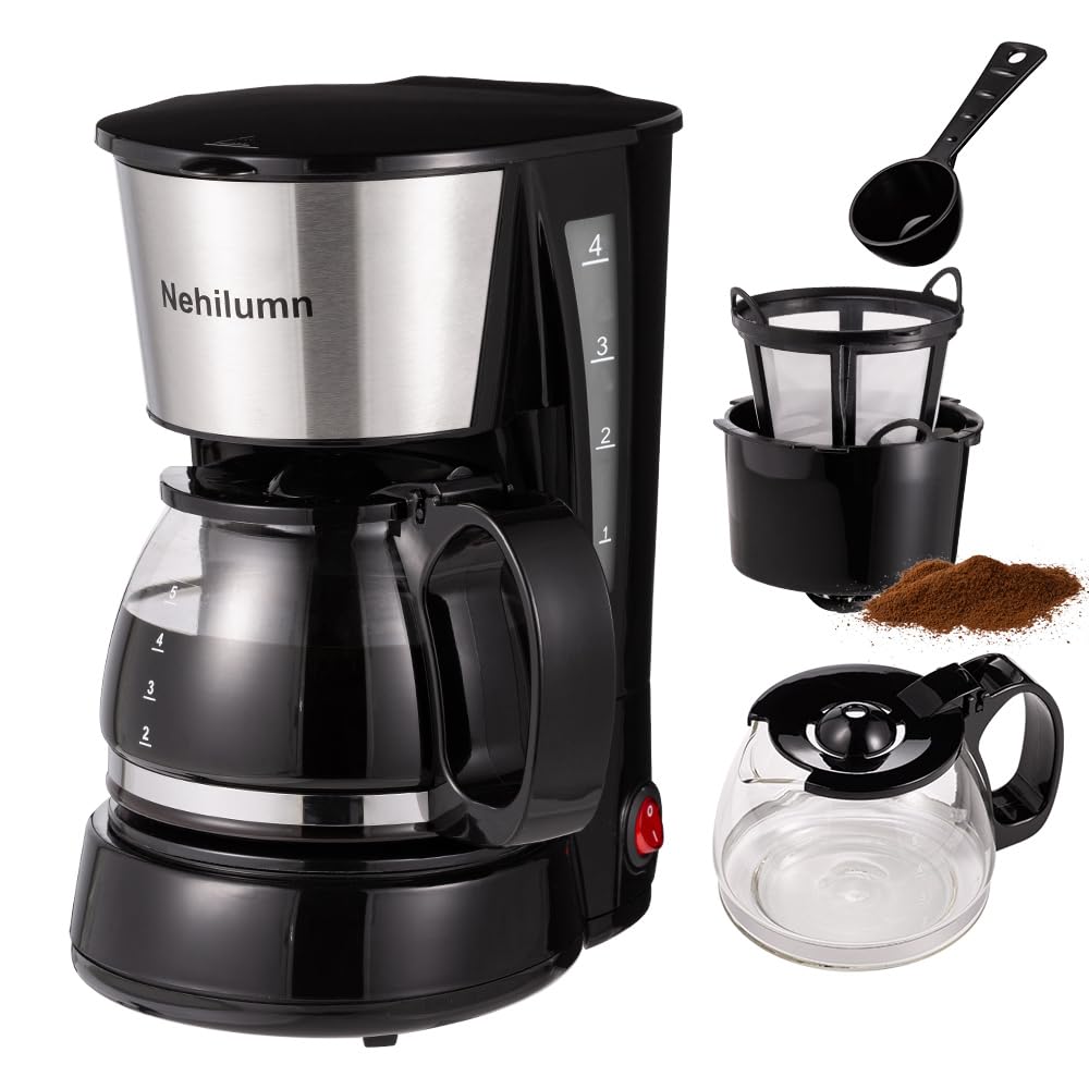 Nehilumn 12 Cup Drip Coffee Maker Machine, Coffee Pot Machine Permanent Coffee Filter,1.8L Glass Carafe Electric Coffee Maker,95