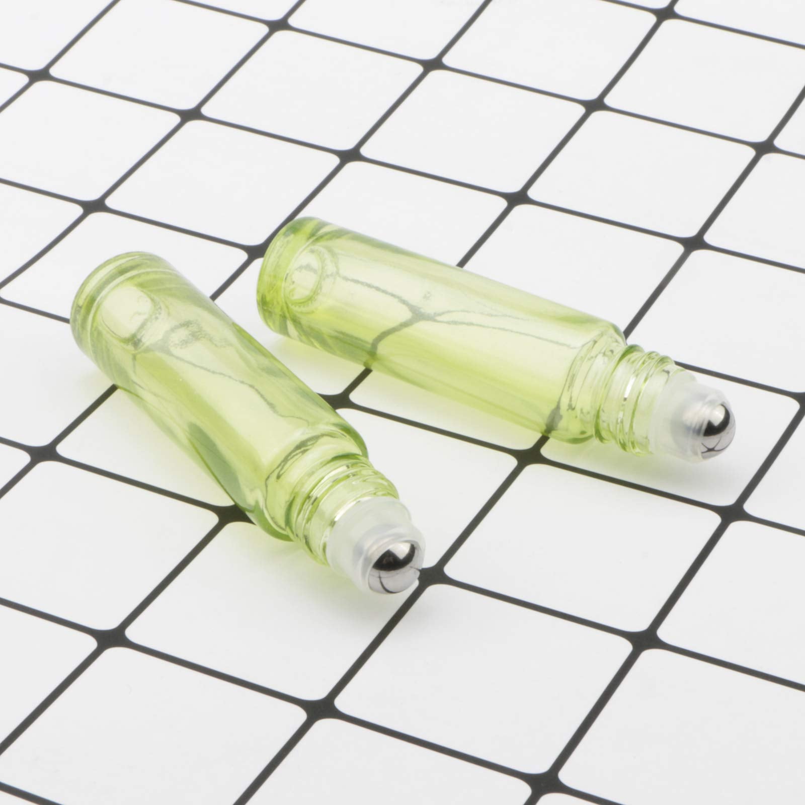 Newzoll 8Pcs Glass Roll On Bottles 10Ml (1/3Oz) Pearl Green Essential Oil Roller Bottles Vials Rolling Bottles Container For Ski