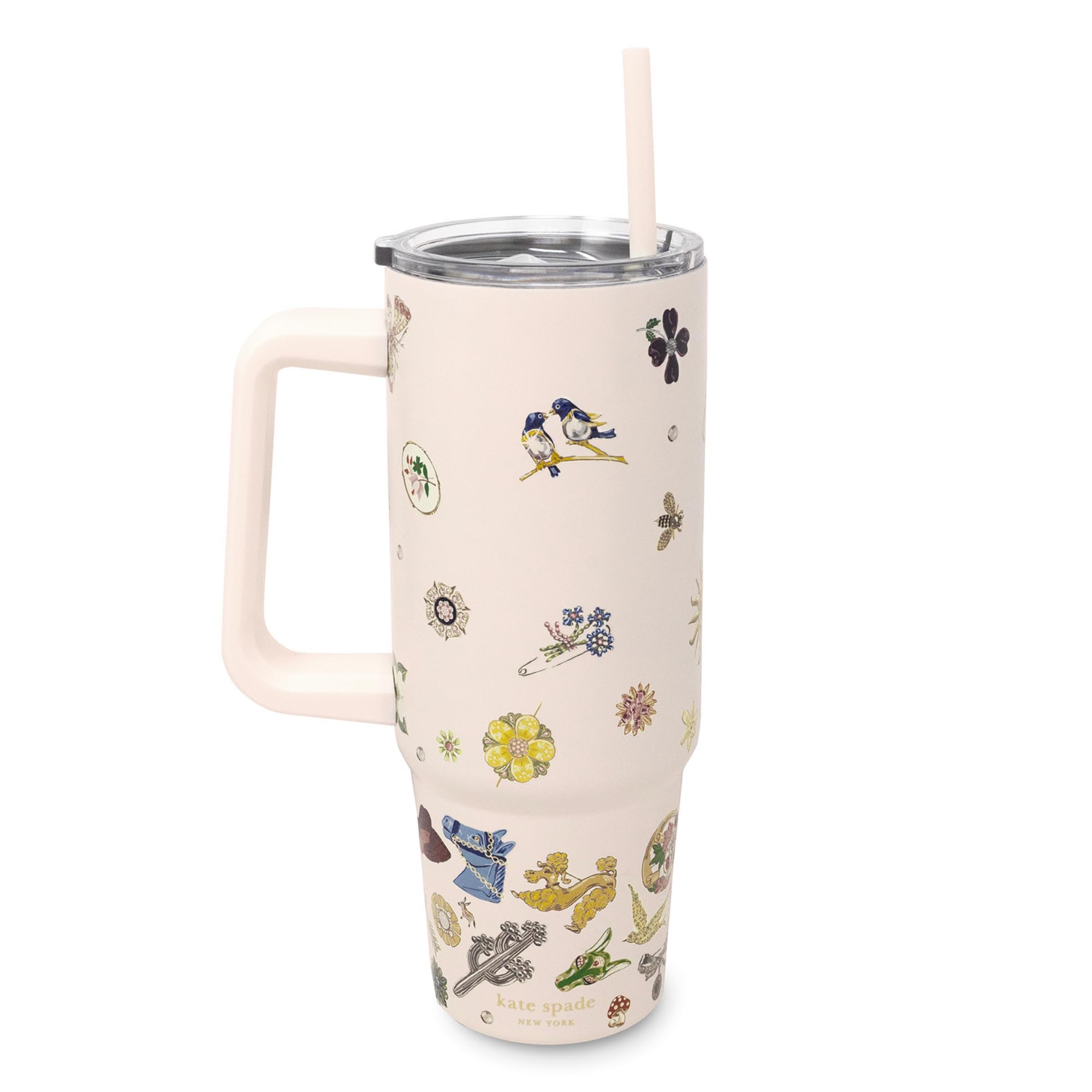 kate spade new york 30 Oz Tumbler, Vintage Brooch Design
