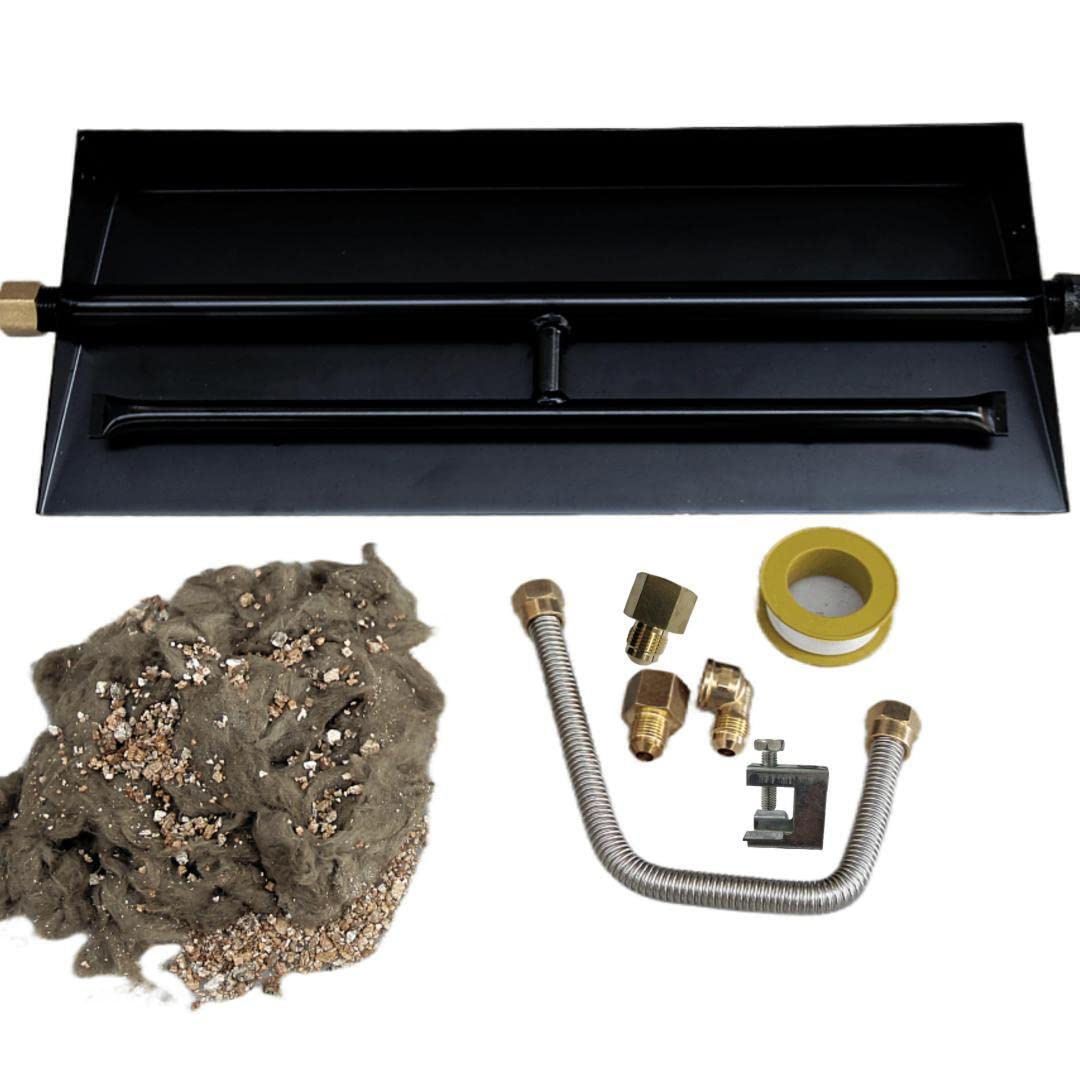 Americangaslos 18''-24'' Burner Pan For Gas Fireplace Gas Fireplace Burner Gas Fire Pits Gas Logs Propane Burner (18 Inch Two Pi