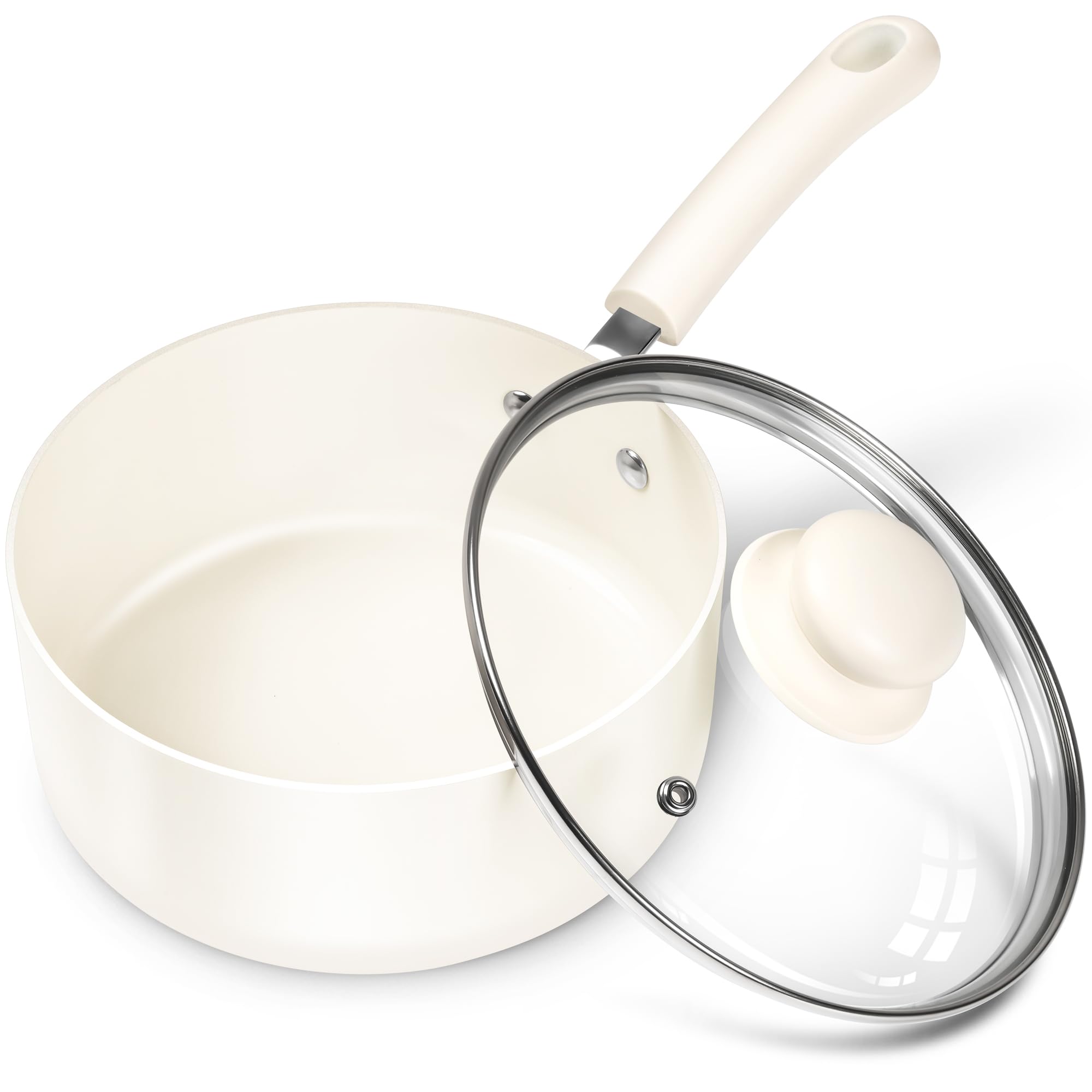 Michelangelo Sauce Pan With Lid, 2Qt Ceramic Saucepans, Nonstick Saucepan, Pfas-Free Pot, Small Pots For Cooking, Multipurpose C