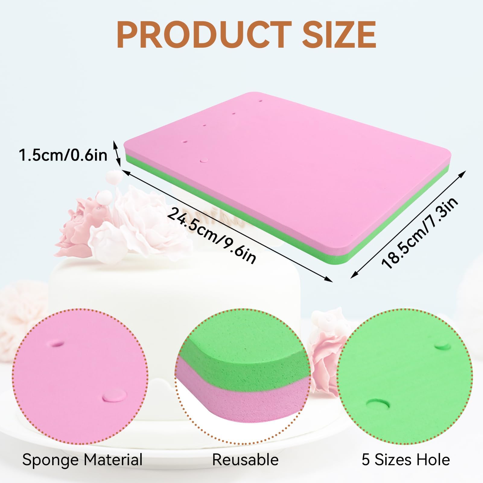 Fondant Cake Foam Pad, Fondant Foam Pad 5 Holes Silicone Sponge Mat Paste Fondant Cake Flower Drying Mat Modeling Tool Flower Ma