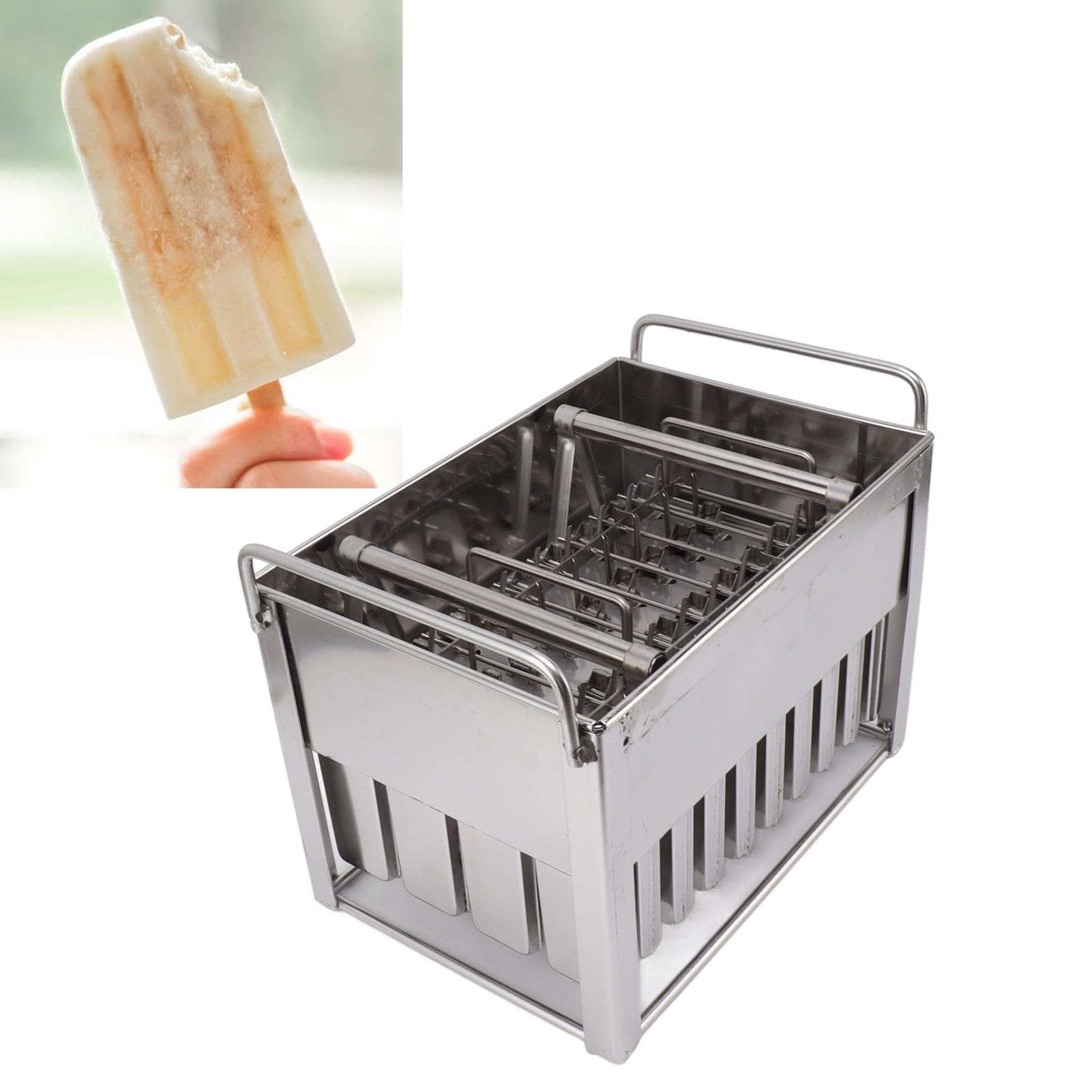 40Pcs Stainless Steel Popsicle Molds, Commercial Popsicle Ice Lolly Popsicle 40 Stick Holes Ice Cream Maker Stick Holder Diy Ice