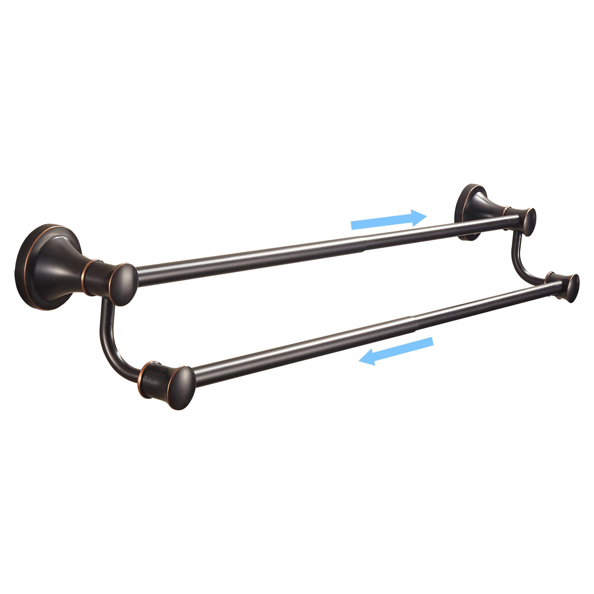 Wolibeer Bronze Double Towel Bar, Adjustable 14.96 To 26.57 Inches Towel Holder Oil Rubbed Farmhouse Towel Rack Rustic Towel Han
