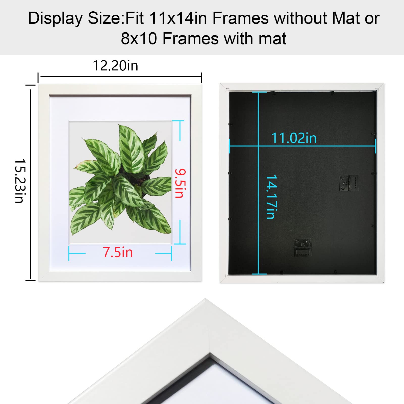 Seseat 11X14 Picture Frames White Display Pictures 8X10 With Mat Or 11X14 Prints Without Mat, Wall Mounting, 6Pcs