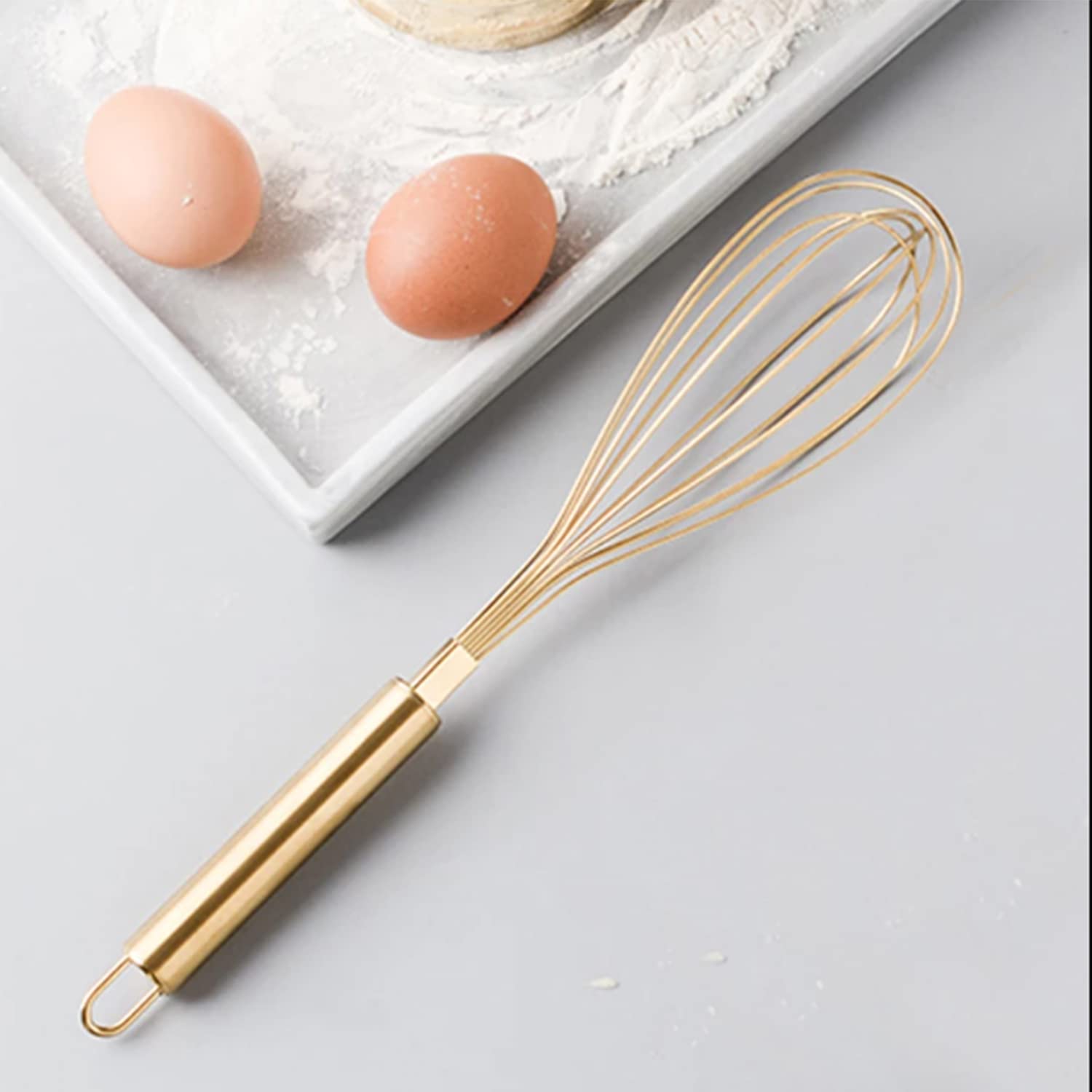 Angel'S Peel Lounge Hand Mixer- Stainless Steel Egg Whisk Gold Color- Ecofriendly Manual Egg Beater, Milk Frother, Hand Blender,