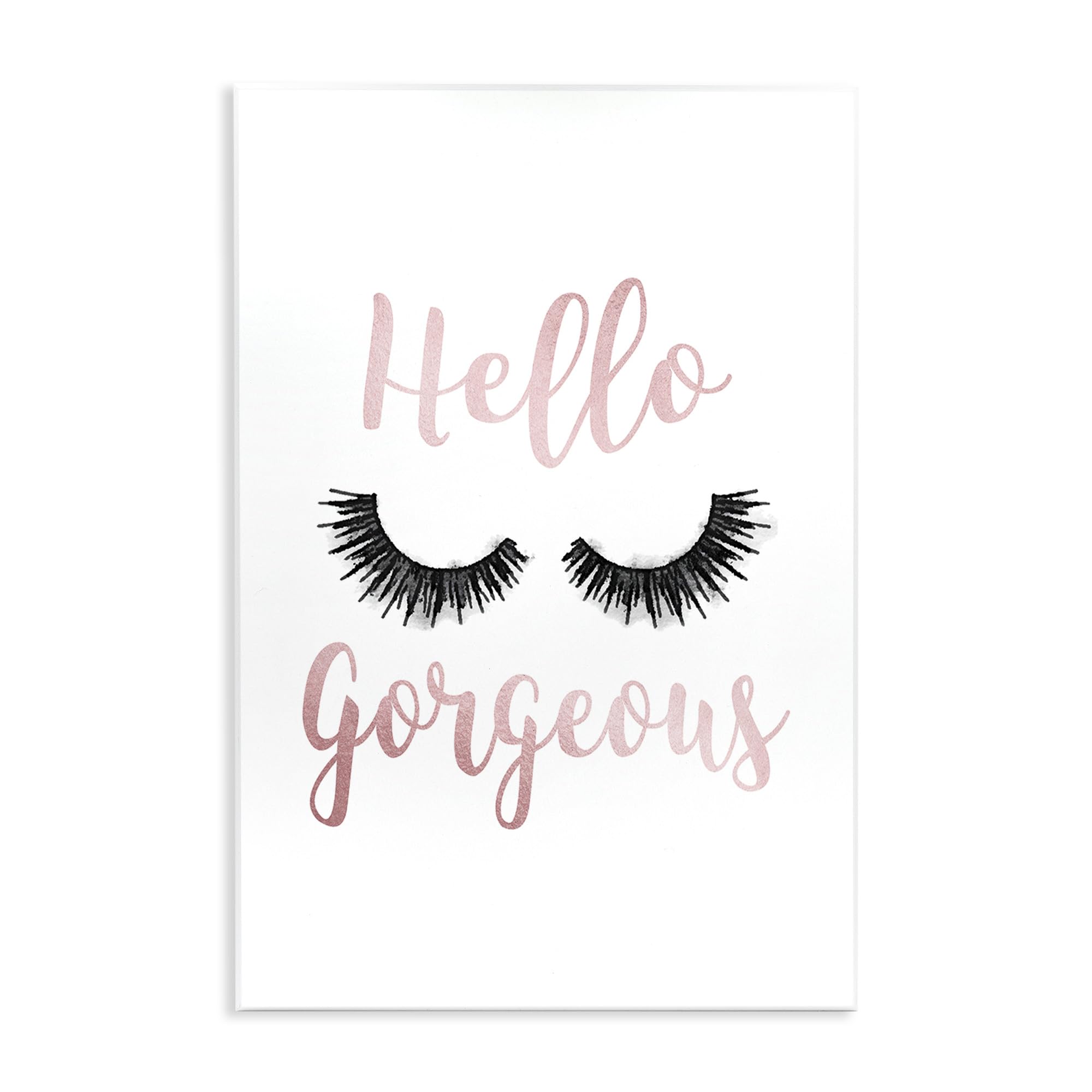 Stupell Industries Hello Gorgeous Black Eyelashes Typography Wall Plaque, 10X15, Design By Artist Amanda Greenwood