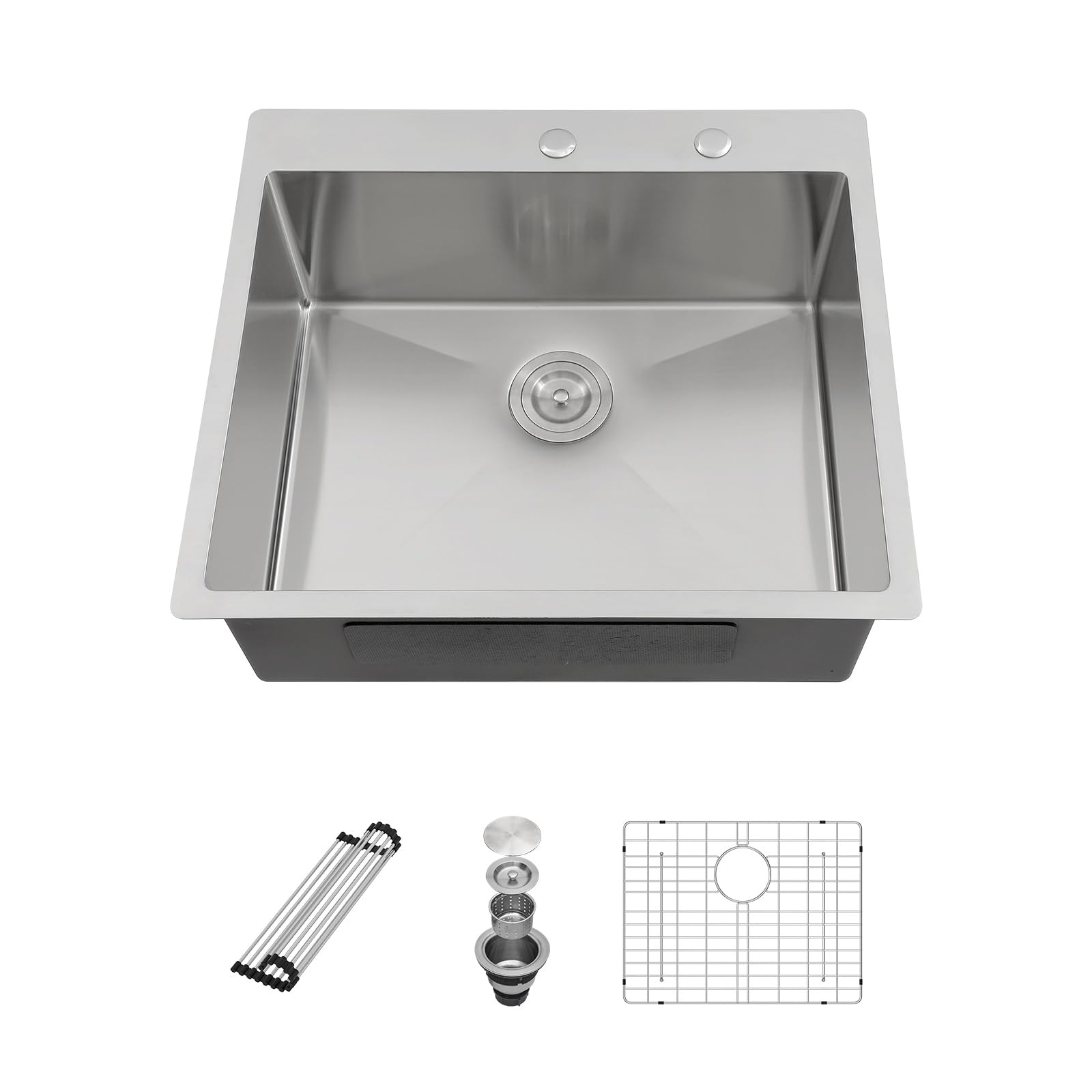 Sarlai 25 Drop In Kitchen Sink - 25 X 22 Stainless Steel Sink Drop In Laundry Sink 16 Gauge Round Corner Single Bowl Topmount Si