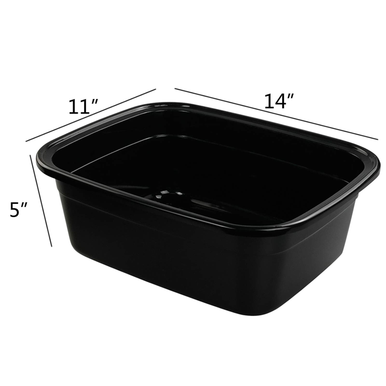 Vababa 4-Pack Black Plastic Dish Pan/Wash Pan Basin, Set Of 4