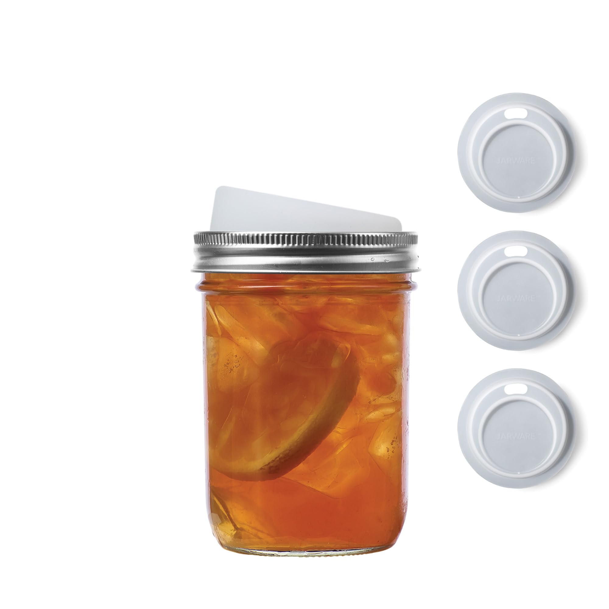Jarware Translucent 82673 Wide Mouth Drink Lid, Set Of 4, Without Straws