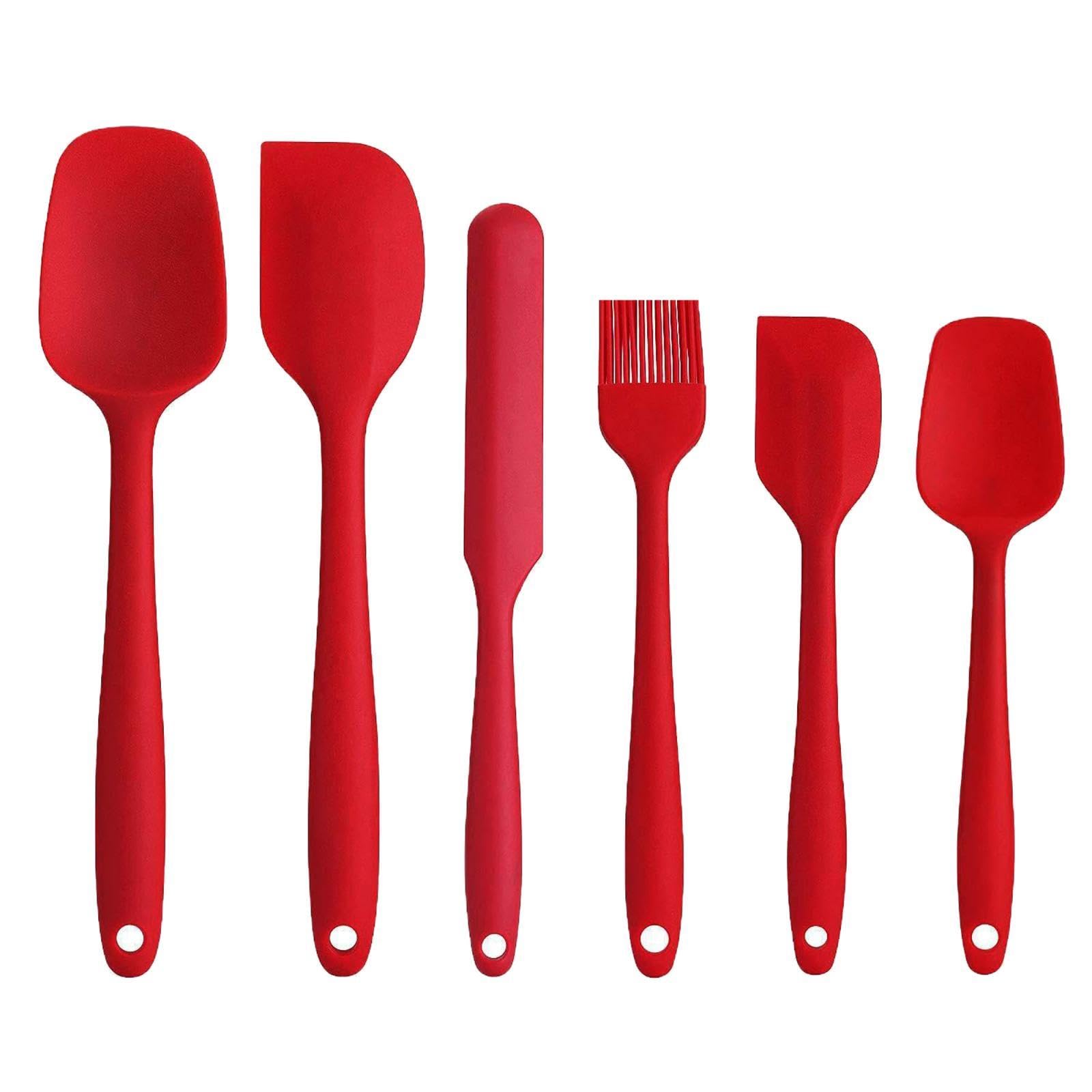Myaddiction Silicone Spatulas Set Cake Mixing Scraper Baking Nonstick Utensil Red 6Pcs