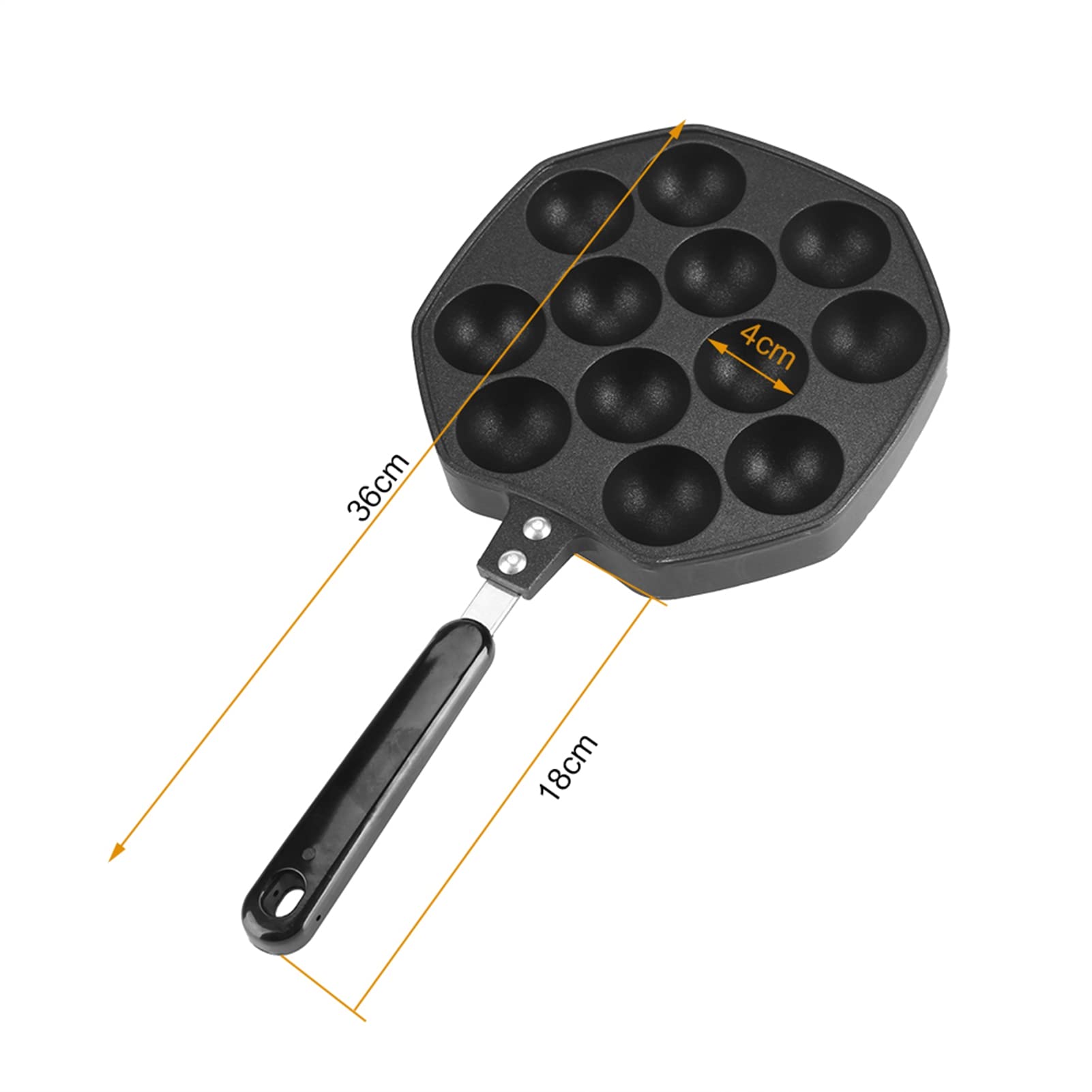 Fdit Black 12 Cavities Aluminum Non-Stick Takoyaki Grill Pan Plate Octopus Meatballs Baking For Home Kithen, Dining Room