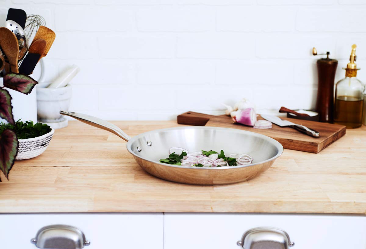 Heritage Steel 12 Inch Fry Pan | Made In Usa | Titanium Series | 316Ti Skillet With Stay Cool Handle | Fully Clad Stainless Stee