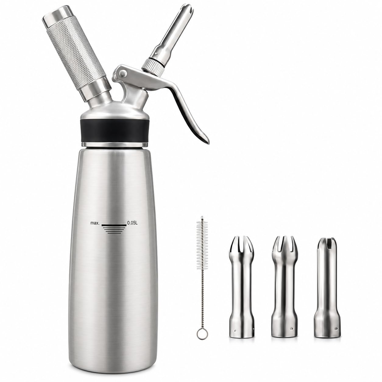 Whipped Cream Dispenser, 500ml 304 Stainless Steel Cream Whipper, 3 Tips