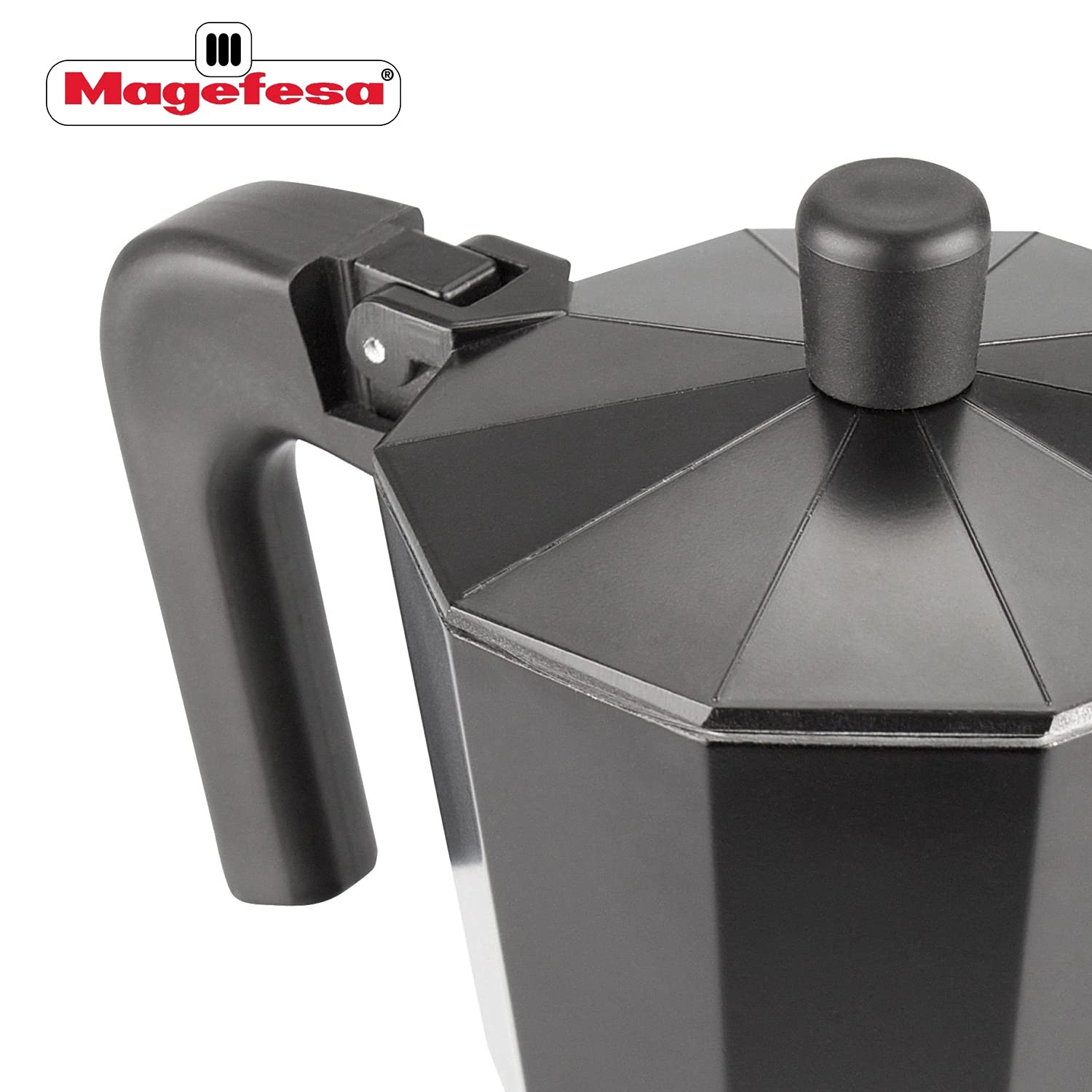 Magefesa Kenia Noir Stovetop Espresso Moka Pot, 6-Cup/10 Oz, Italian Coffee Maker For Cuban Coffee, Extra-Thick Aluminum, Heat-R
