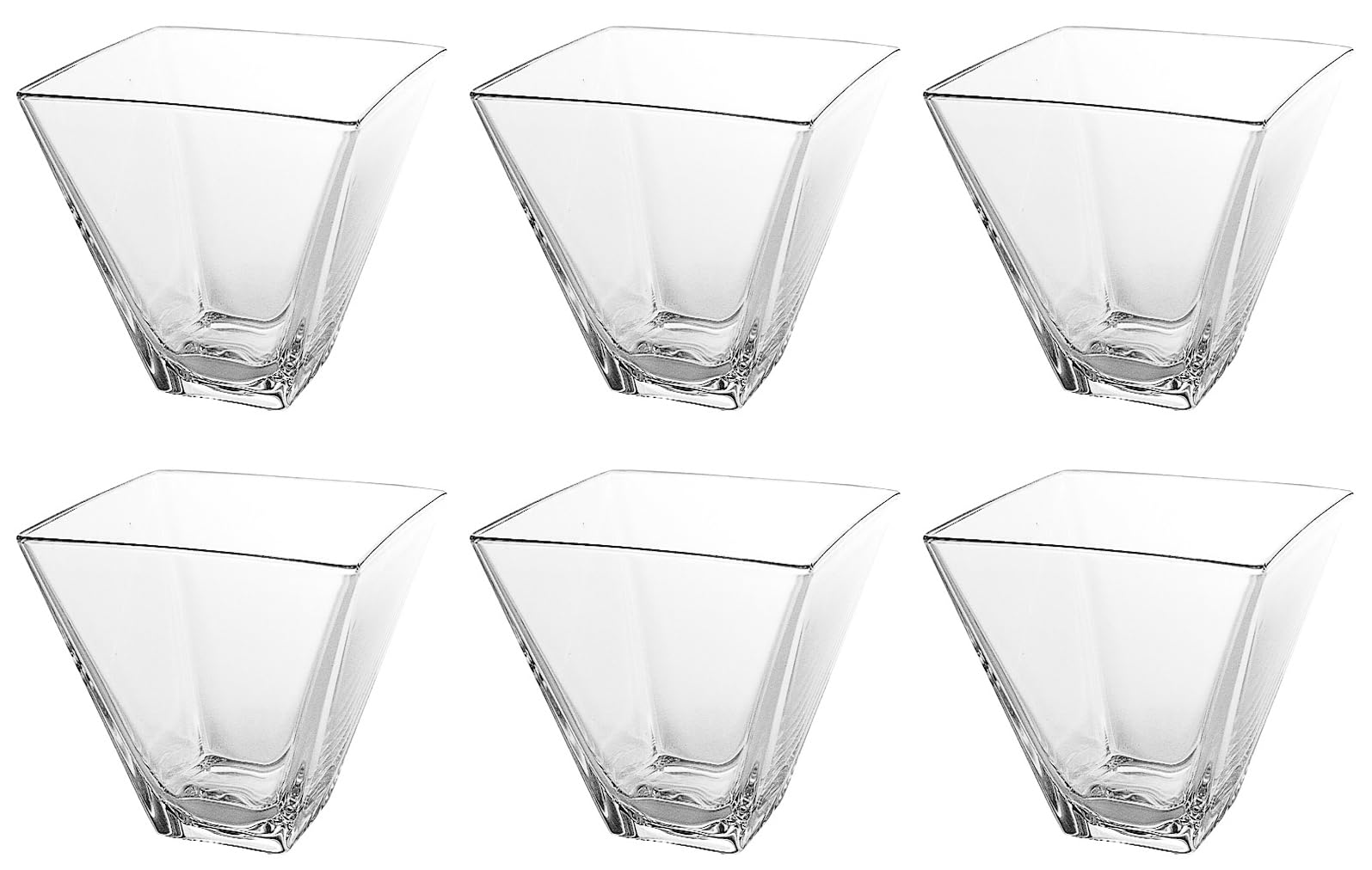 Barski Glass -Set Of 6 - Square - Dessert - Bowl Set - 3.5 Oz. - Classic Clear - For Fruit - Sorbet - Ice Cream - Candy - Chocol