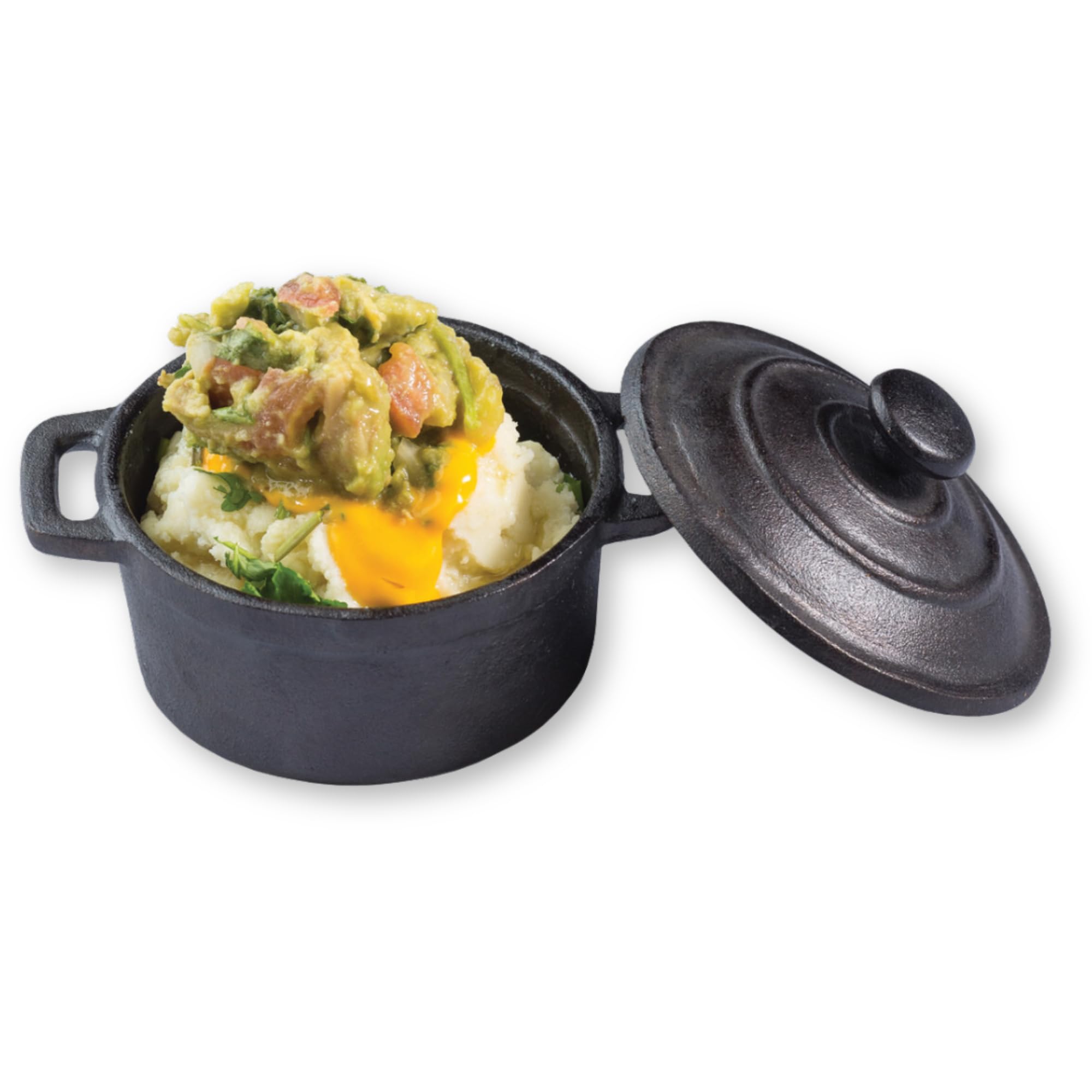 Tablecraft Cast Iron Round Mini Casserole with Lid Cookware, 8-Ounce, Black, 8 oz